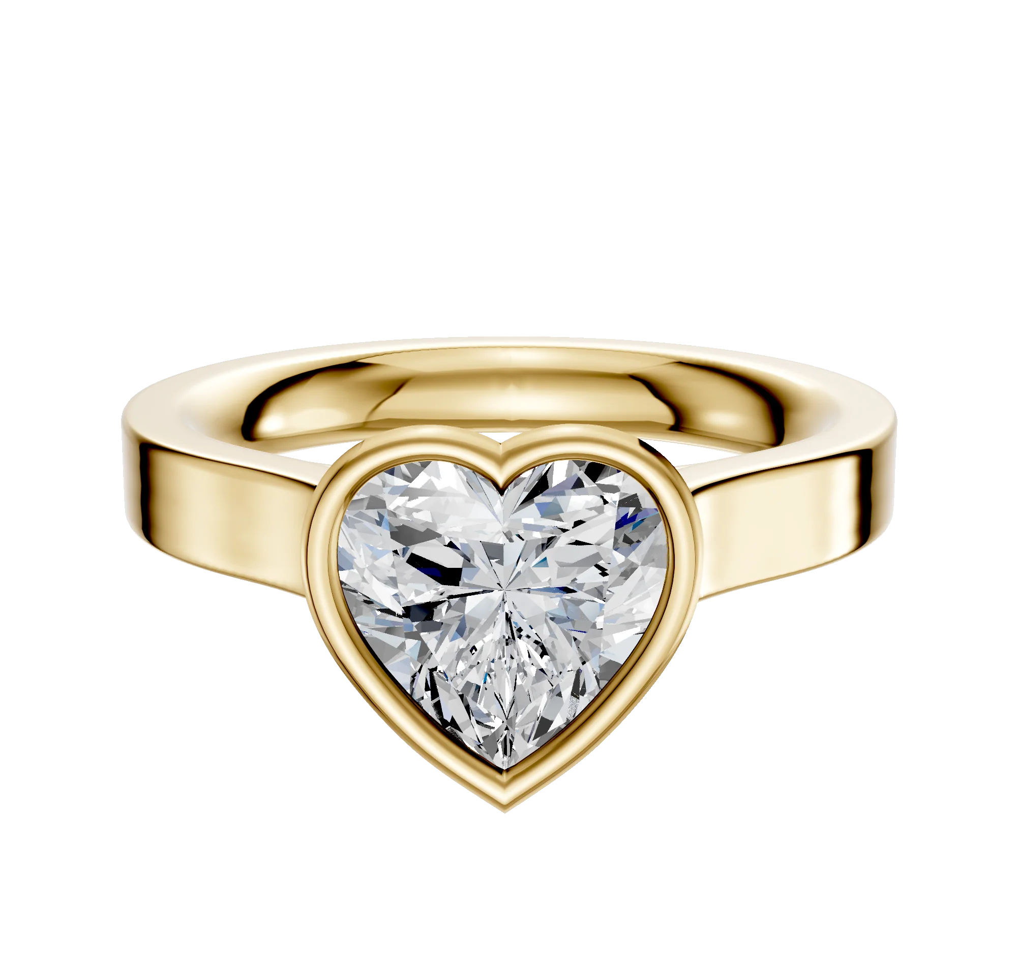 18K Yellow Gold Bezel Full Bezel North/South Cathedral Flat 3.0mm Engagement Ring
