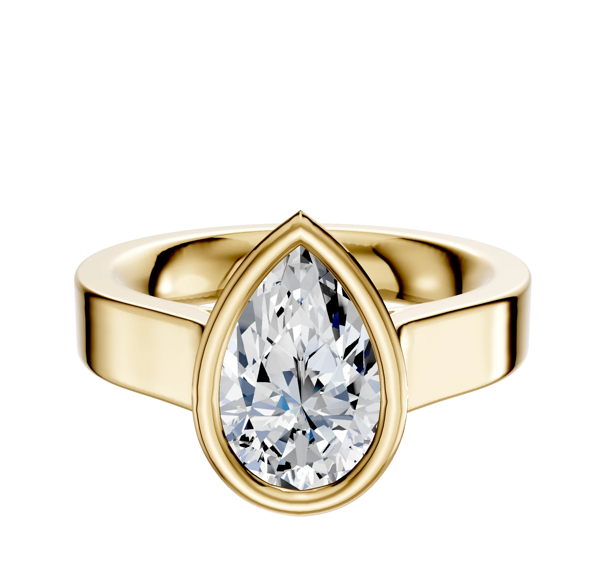 18K Yellow Gold Bezel Full Bezel North/South Cathedral Flat 4.0mm Engagement Ring