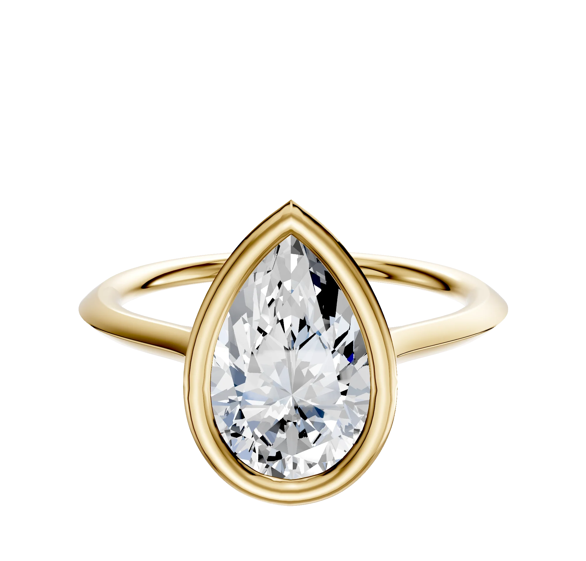 18K Yellow Gold Bezel Full Bezel North/South Cathedral Knife Edge 1.5mm Engagement Ring