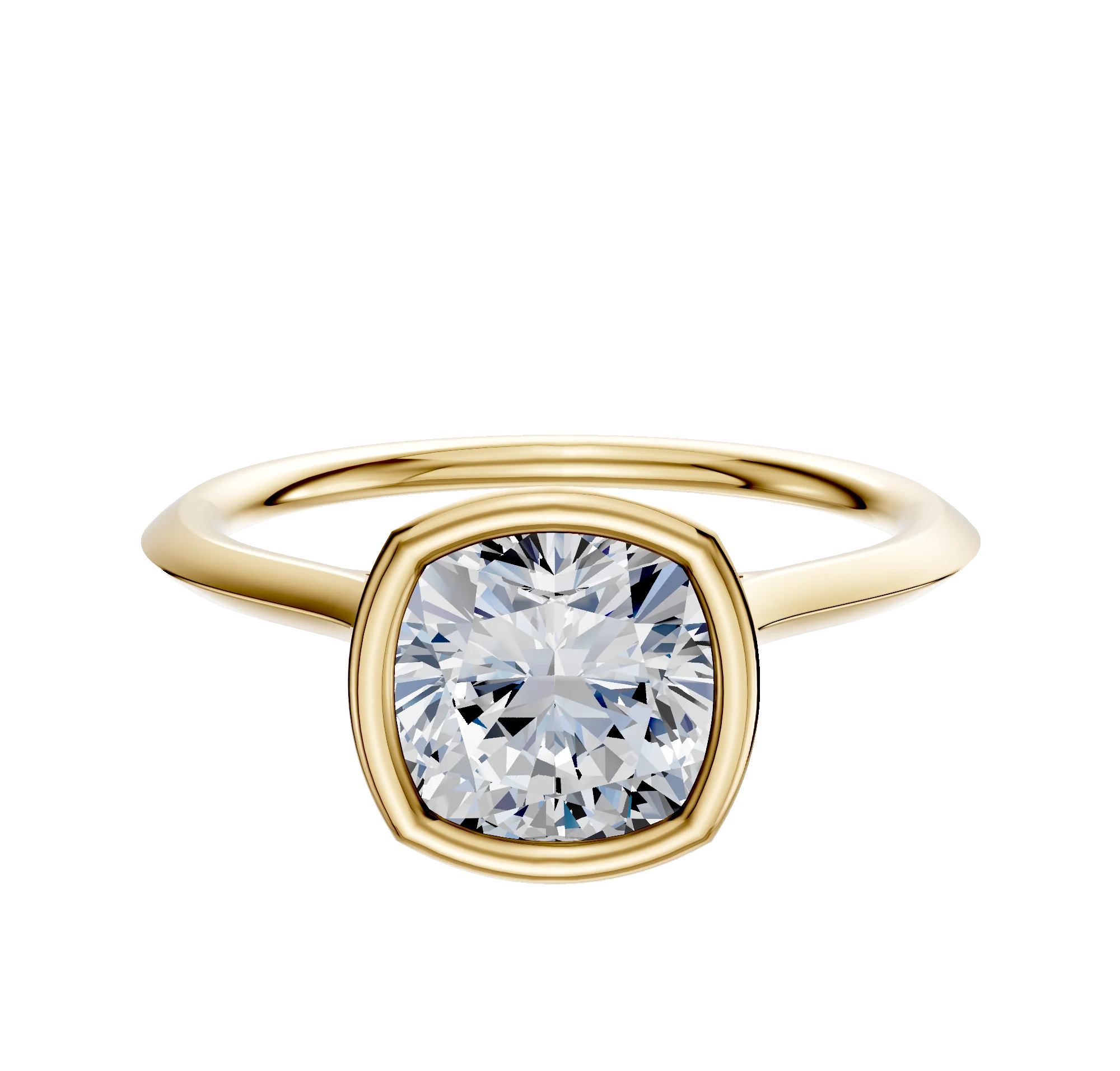 18K Yellow Gold Bezel Full Bezel North/South Cathedral Knife Edge 1.5mm Engagement Ring