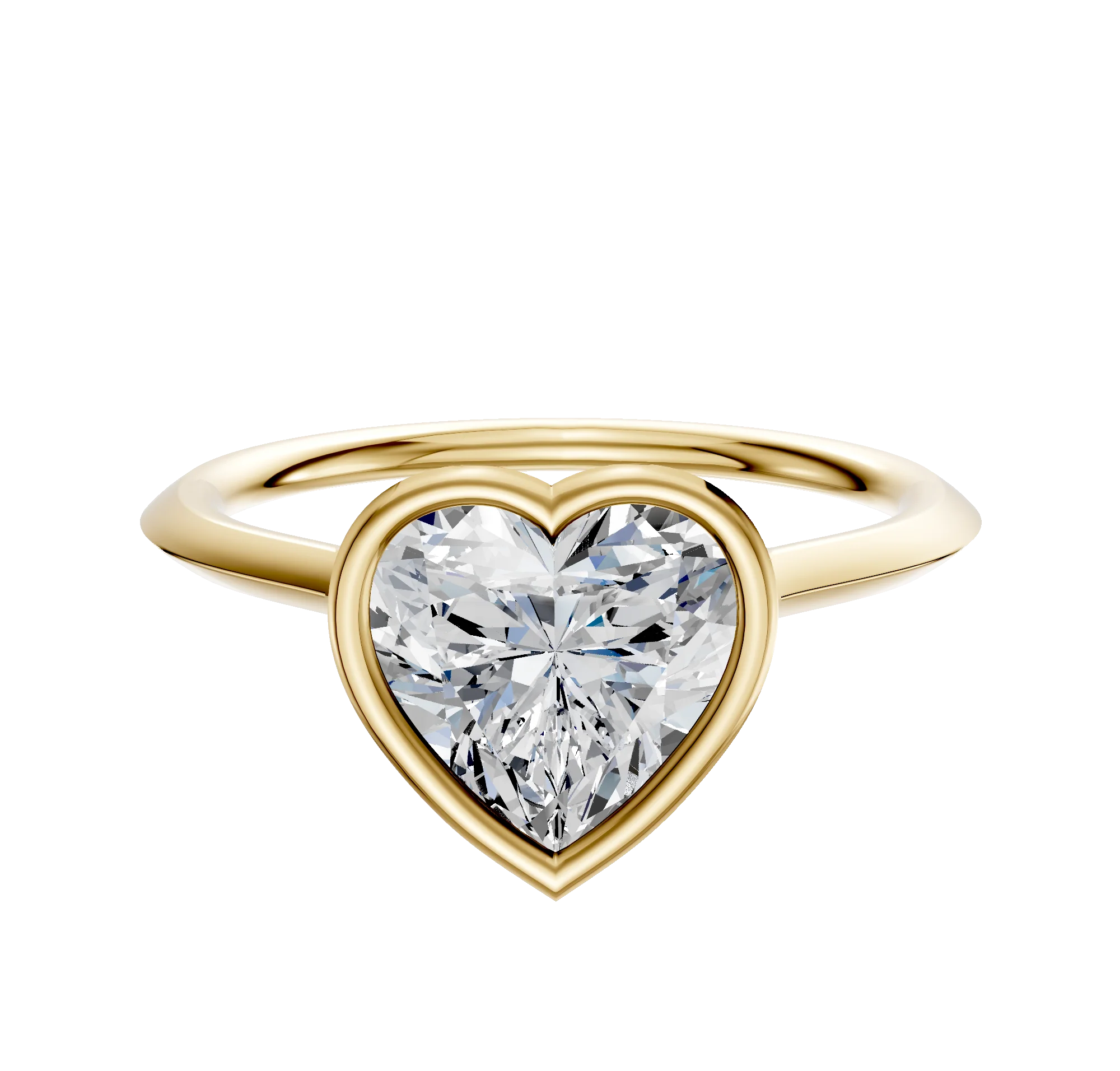 18K Yellow Gold Bezel Full Bezel North/South Cathedral Knife Edge 1.5mm Engagement Ring