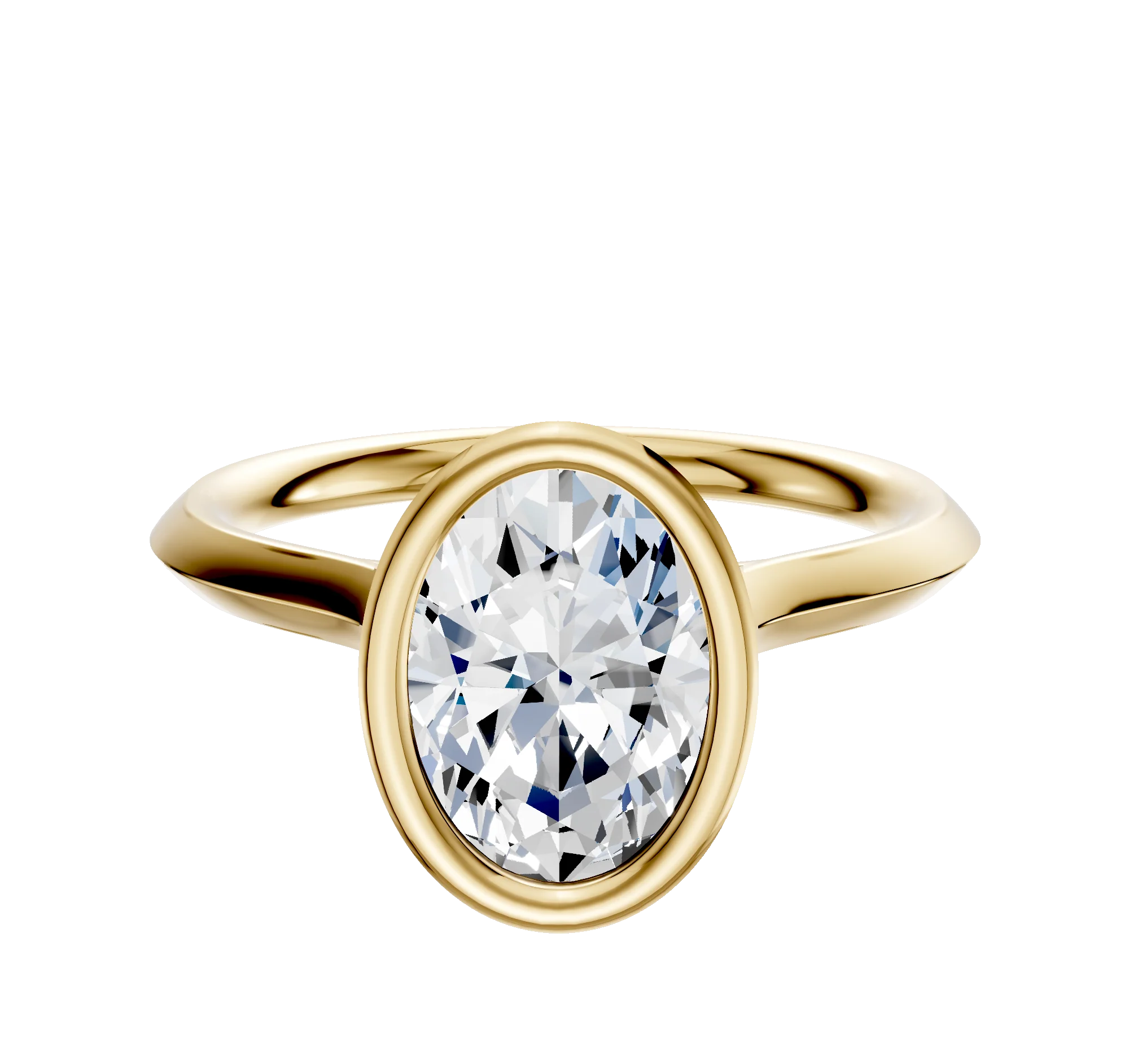18K Yellow Gold Bezel Full Bezel North/South Cathedral Knife Edge 2.0mm Engagement Ring