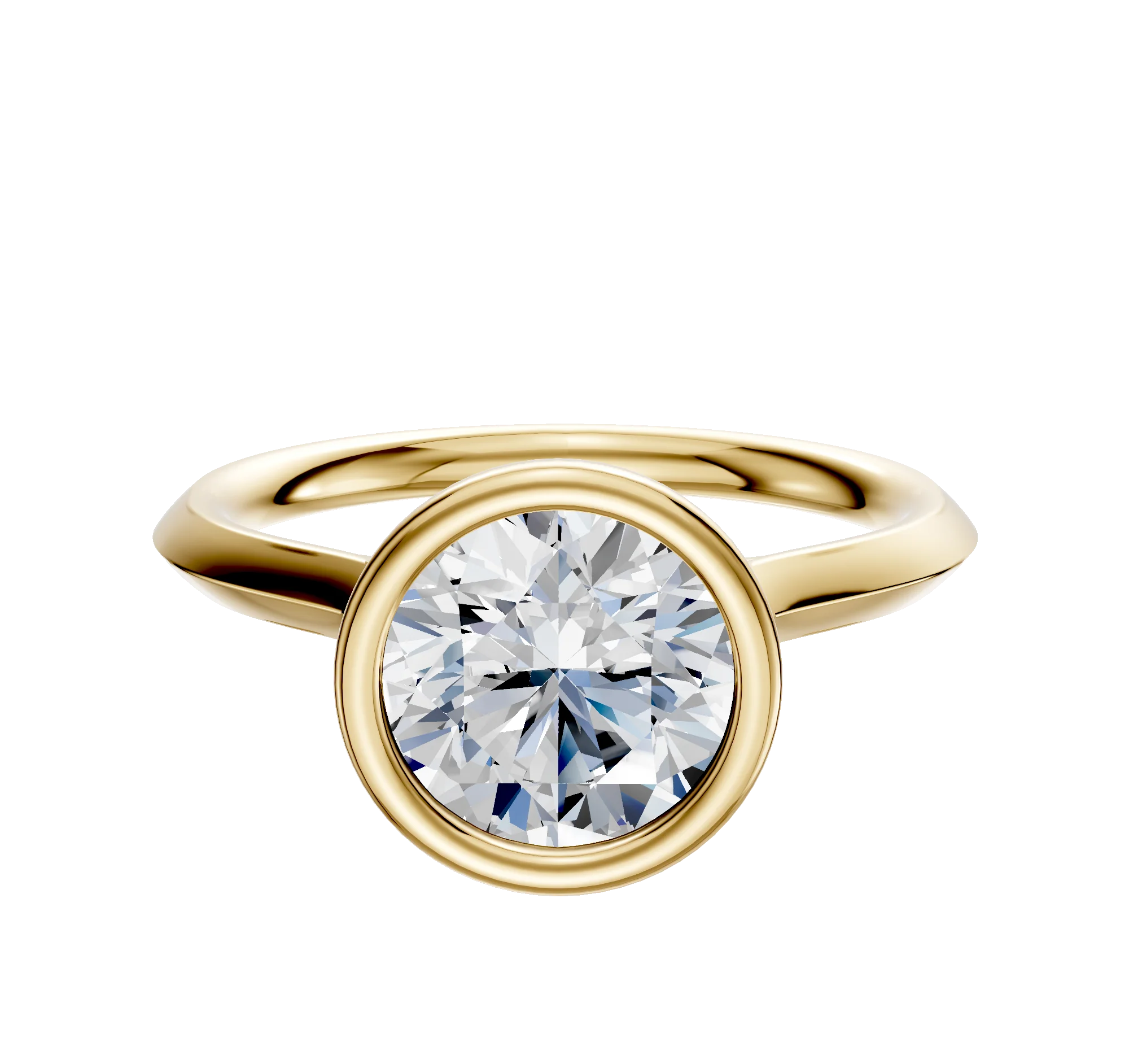 18K Yellow Gold Bezel Full Bezel North/South Cathedral Knife Edge 2.0mm Engagement Ring