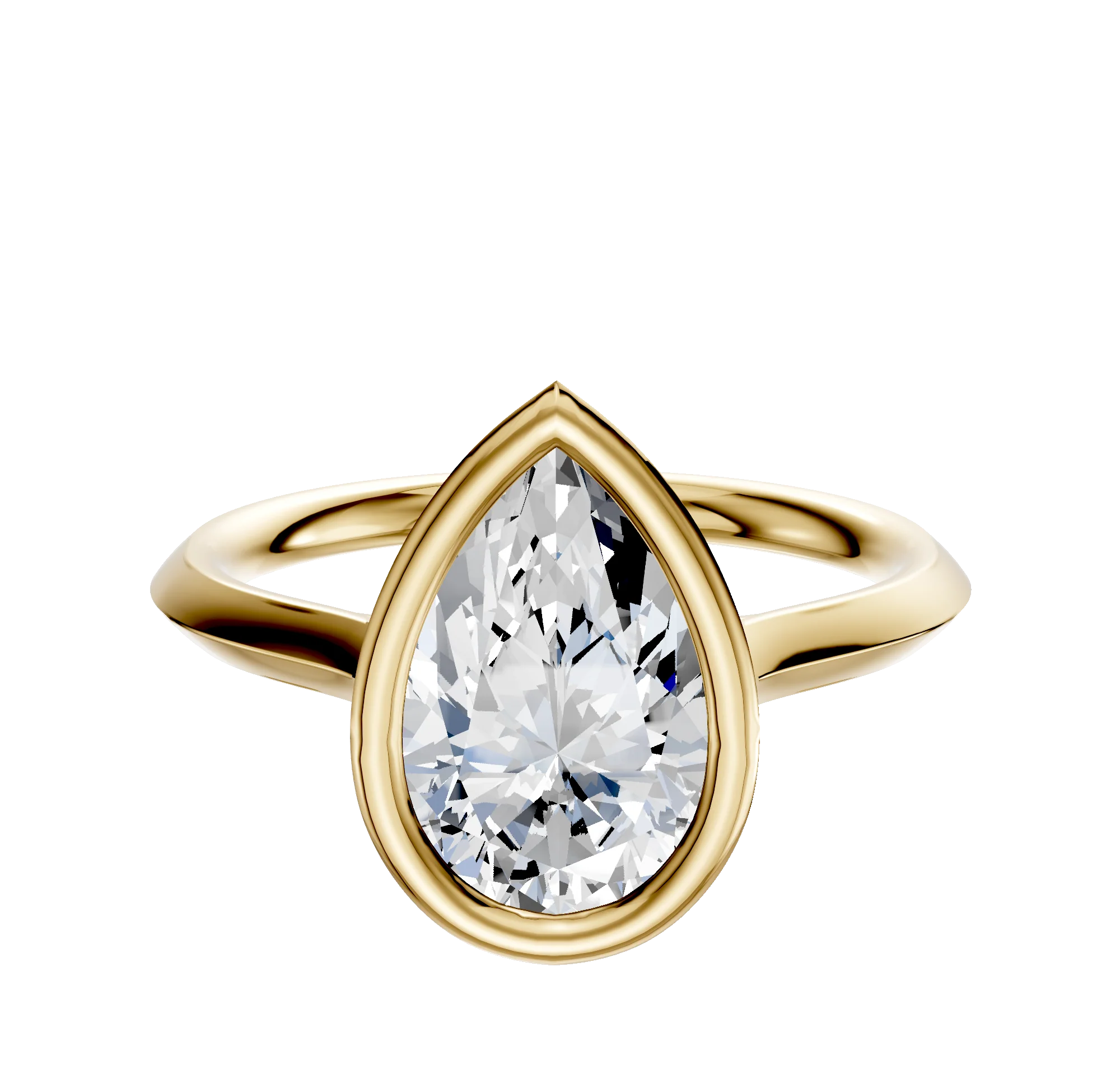 18K Yellow Gold Bezel Full Bezel North/South Cathedral Knife Edge 2.0mm Engagement Ring