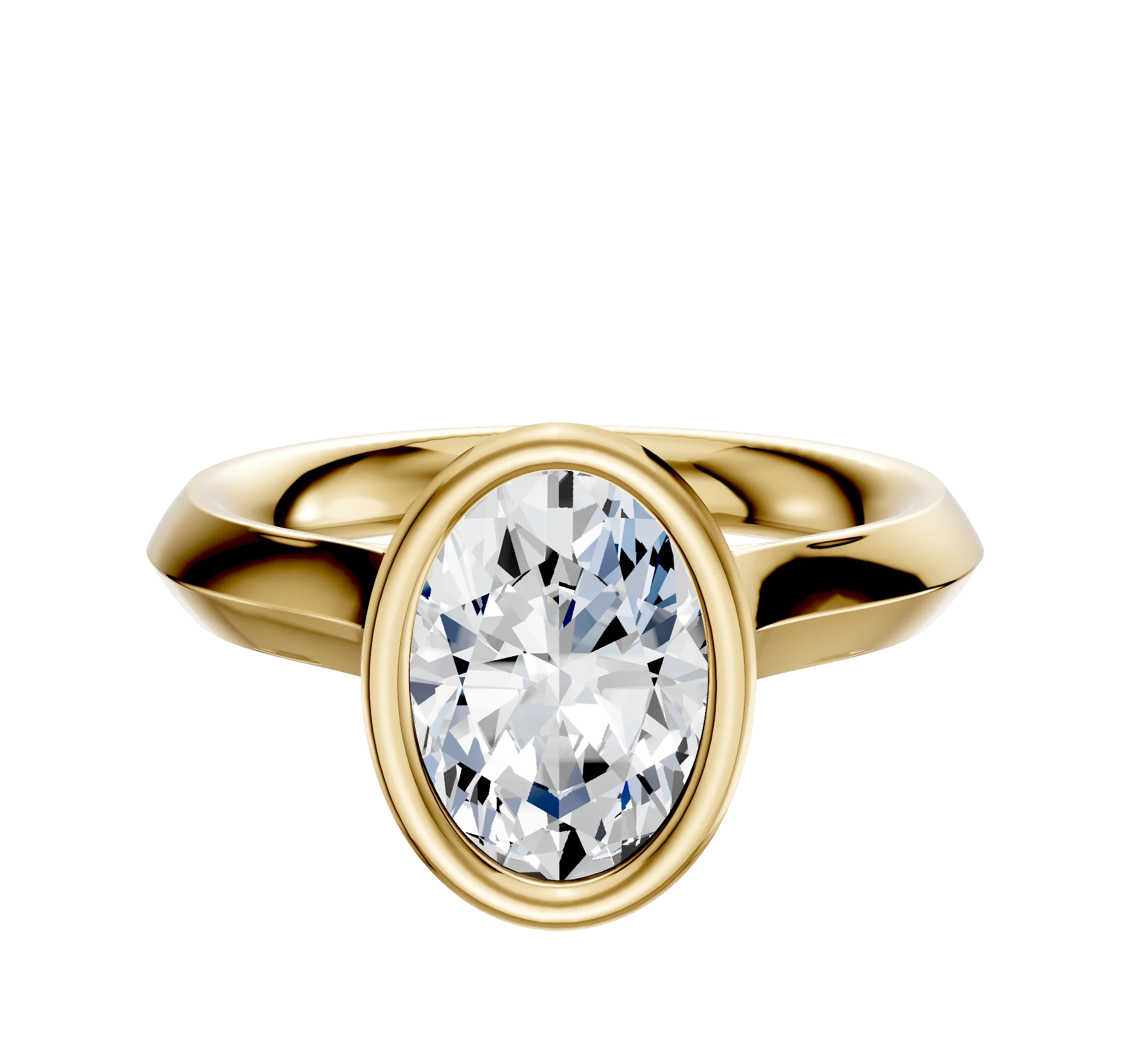 18K Yellow Gold Bezel Full Bezel North/South Cathedral Knife Edge 3.0mm Engagement Ring