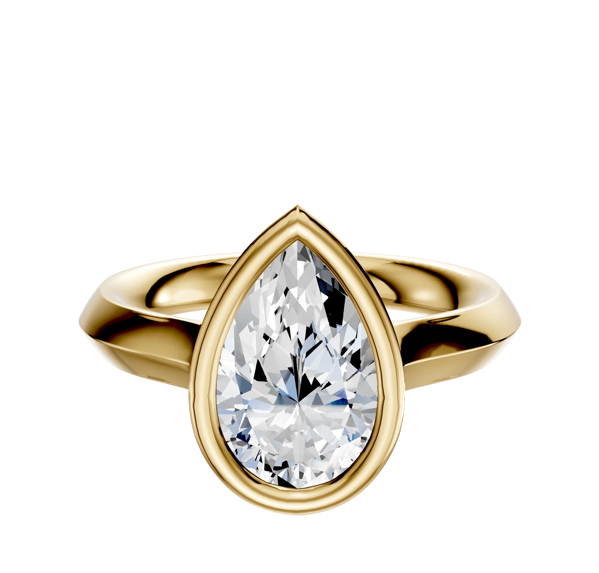 18K Yellow Gold Bezel Full Bezel North/South Cathedral Knife Edge 3.0mm Engagement Ring