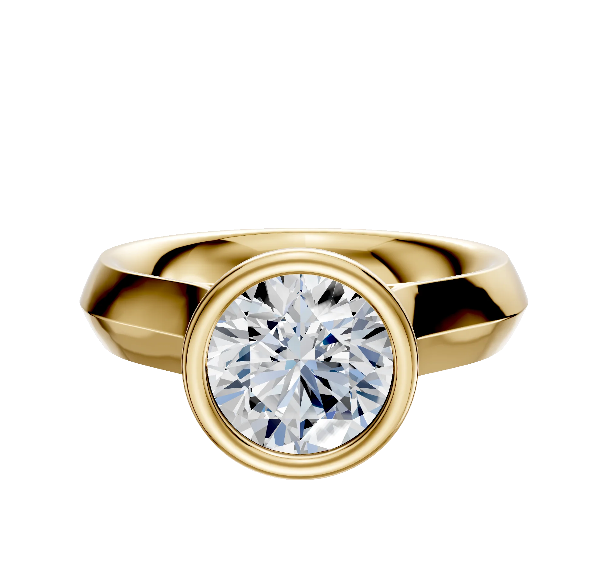 18K Yellow Gold Bezel Full Bezel North/South Cathedral Knife Edge 4.0mm Engagement Ring