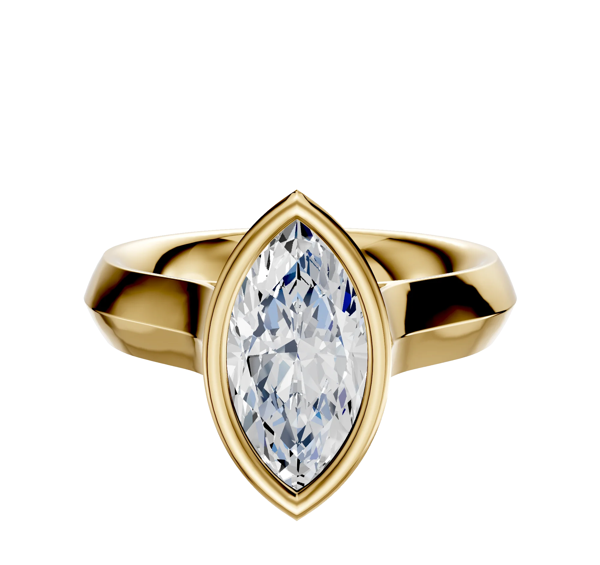 18K Yellow Gold Bezel Full Bezel North/South Cathedral Knife Edge 4.0mm Engagement Ring