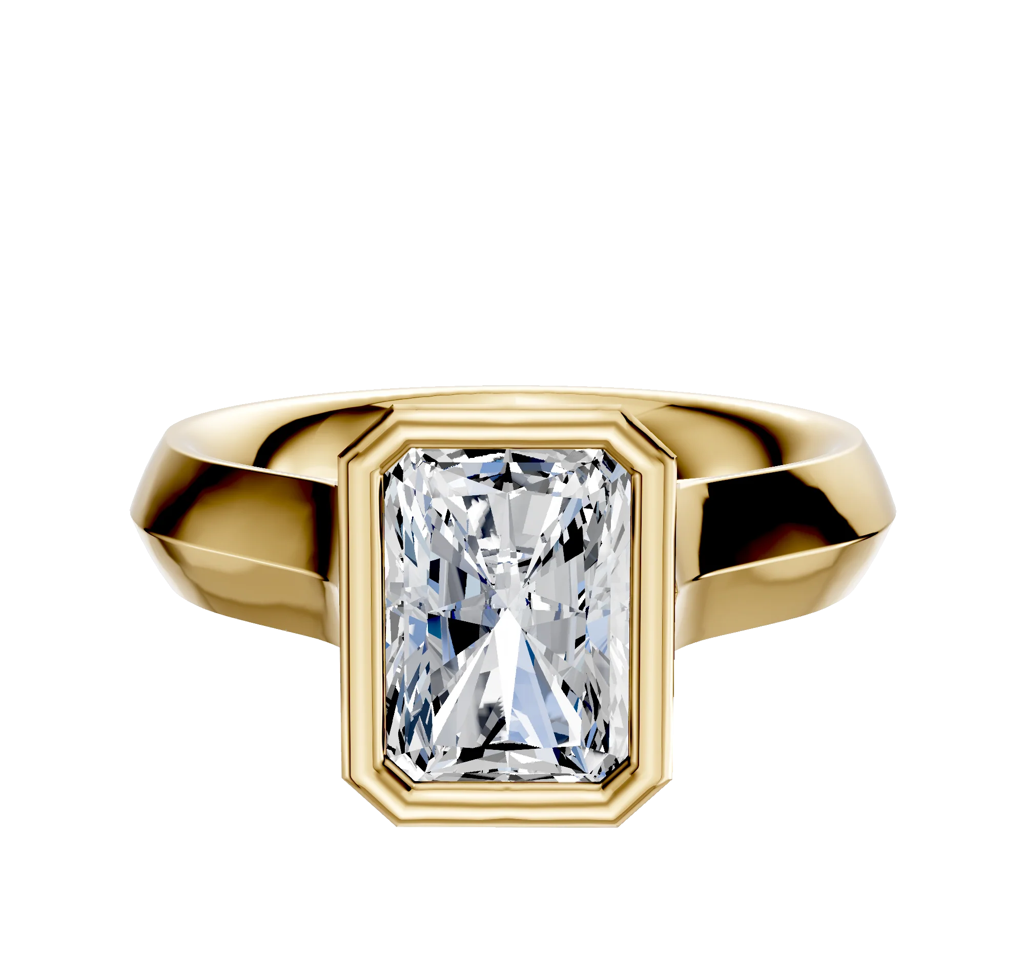18K Yellow Gold Bezel Full Bezel North/South Cathedral Knife Edge 4.0mm Engagement Ring