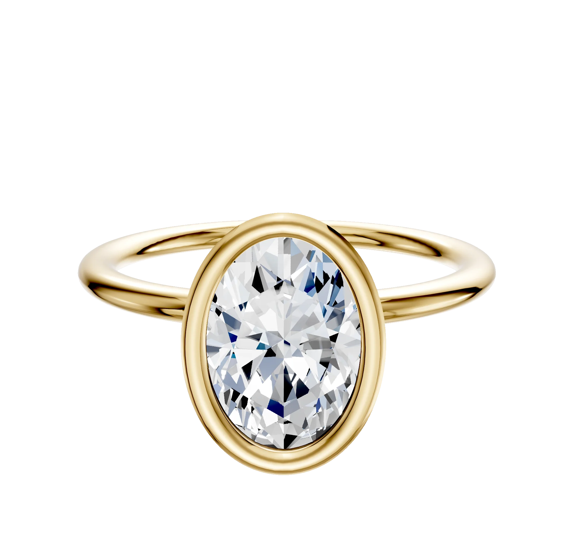 18K Yellow Gold Bezel Full Bezel North/South Classic Dome 1.5mm Engagement Ring