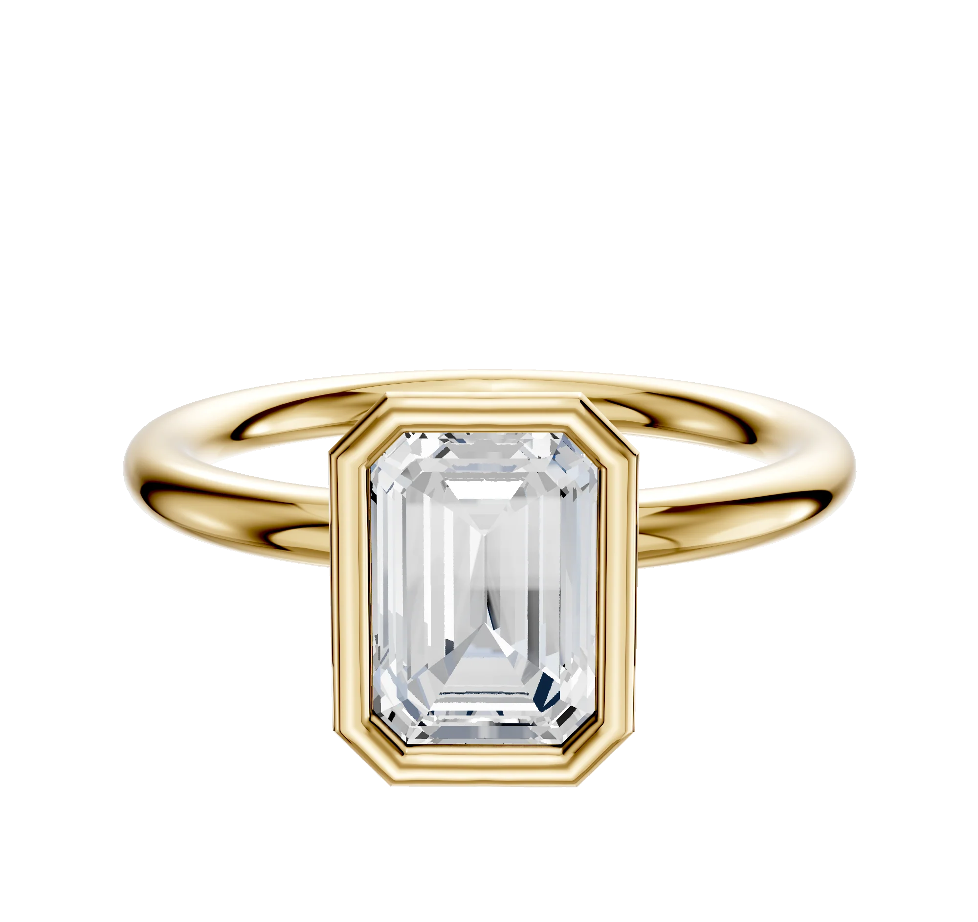 18K Yellow Gold Bezel Full Bezel North/South Classic Dome 2.0mm Engagement Ring