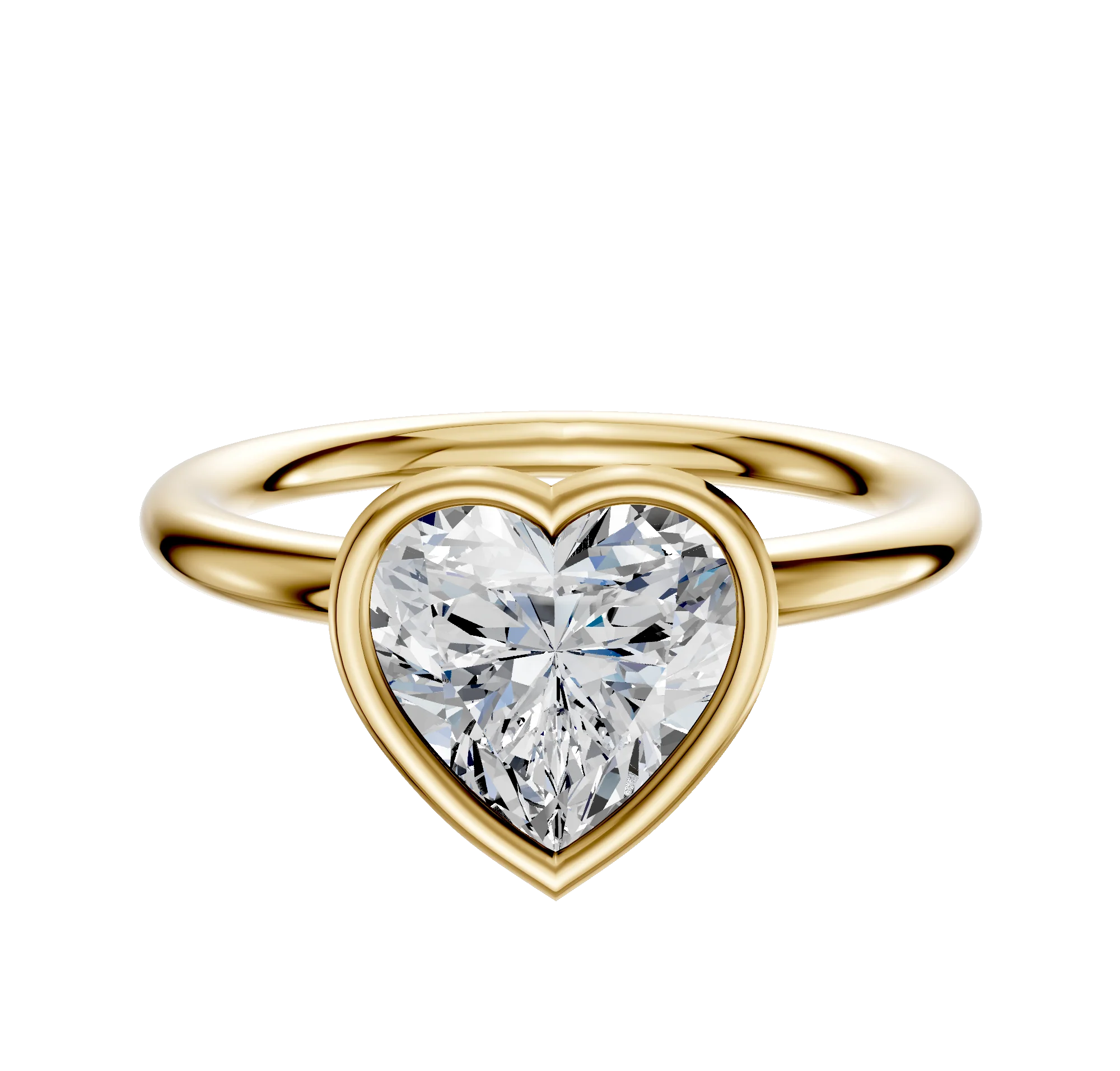 18K Yellow Gold Bezel Full Bezel North/South Classic Dome 2.0mm Engagement Ring
