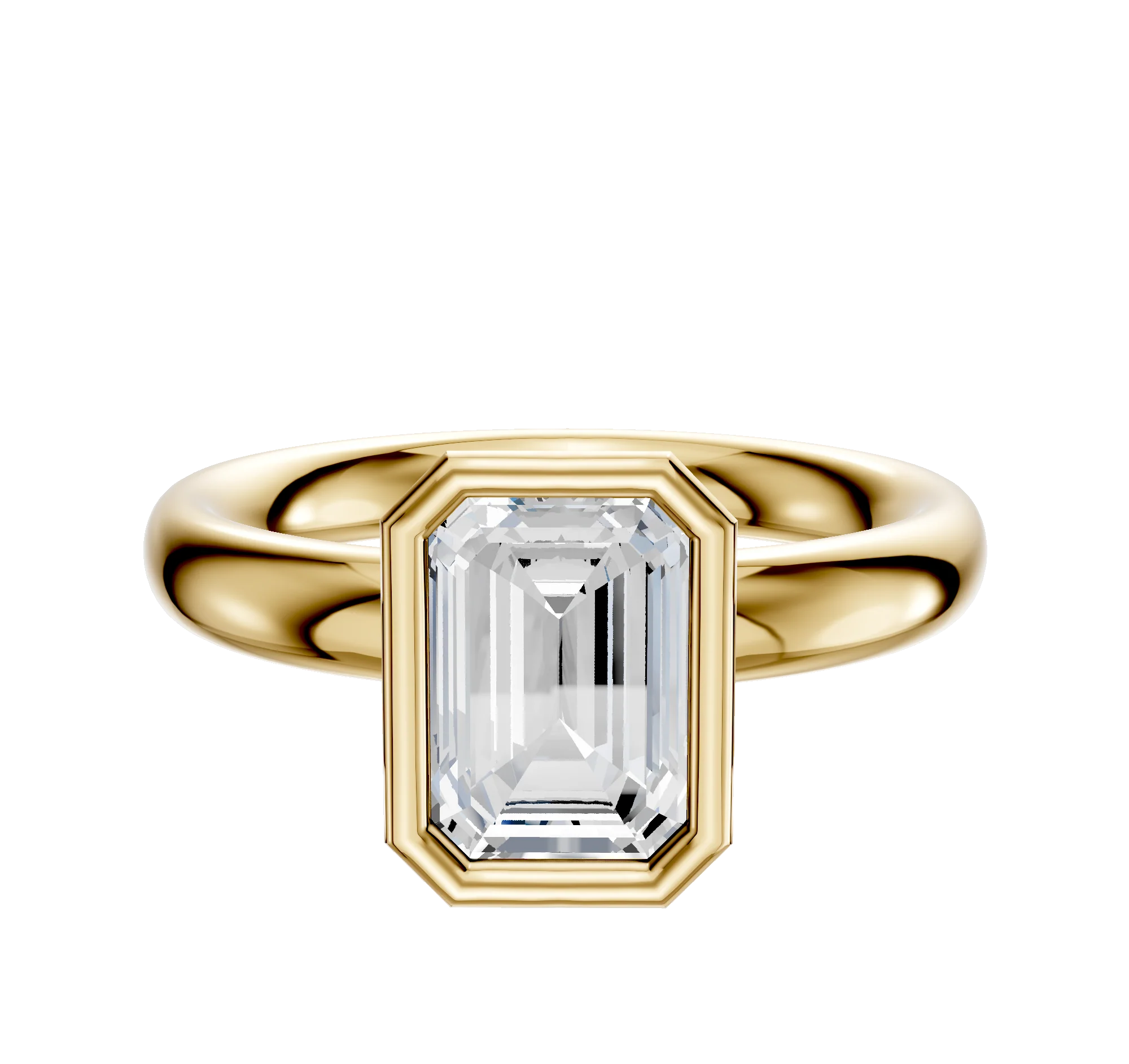 18K Yellow Gold Bezel Full Bezel North/South Classic Dome 3.0mm Engagement Ring