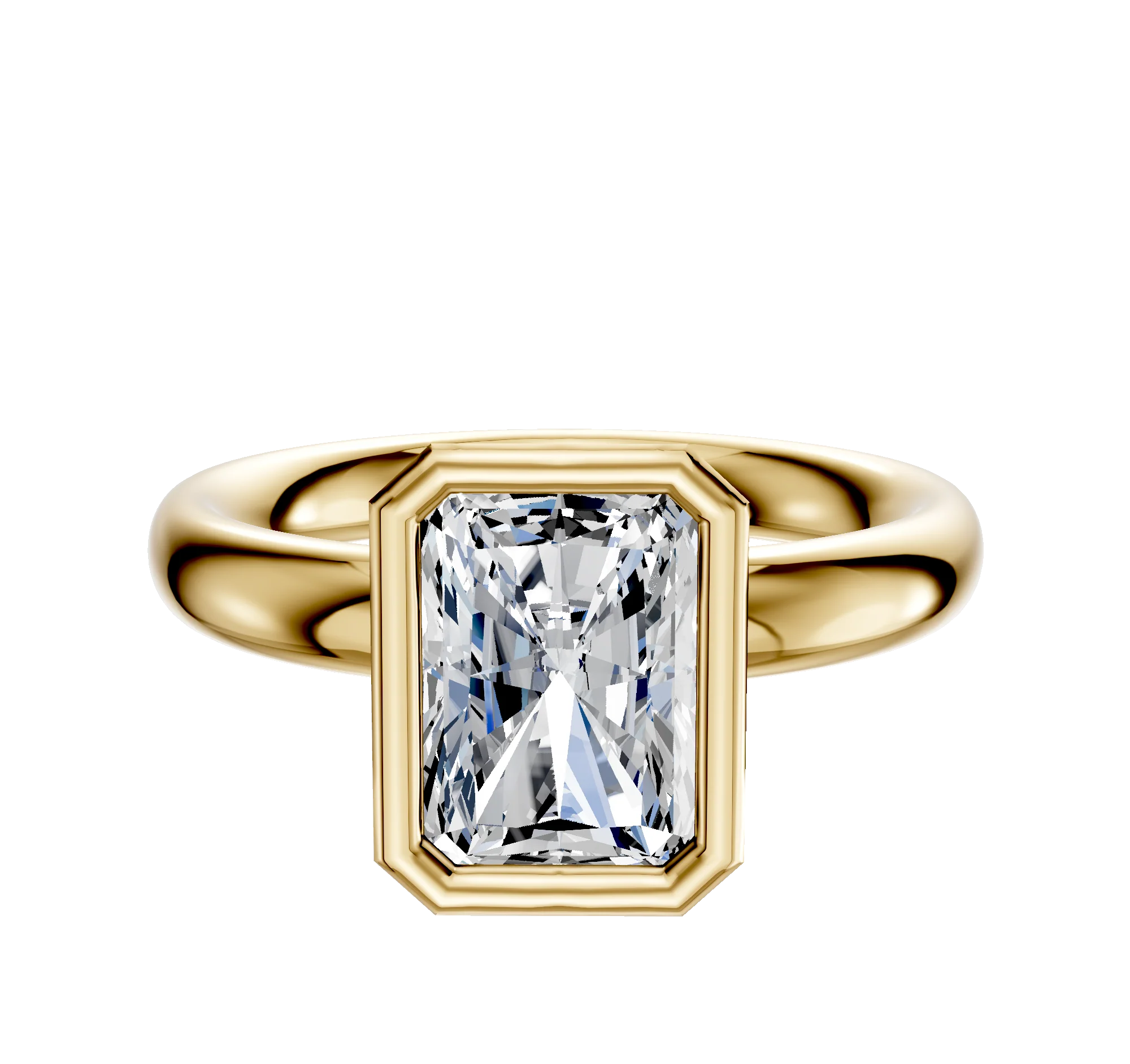 18K Yellow Gold Bezel Full Bezel North/South Classic Dome 3.0mm Engagement Ring