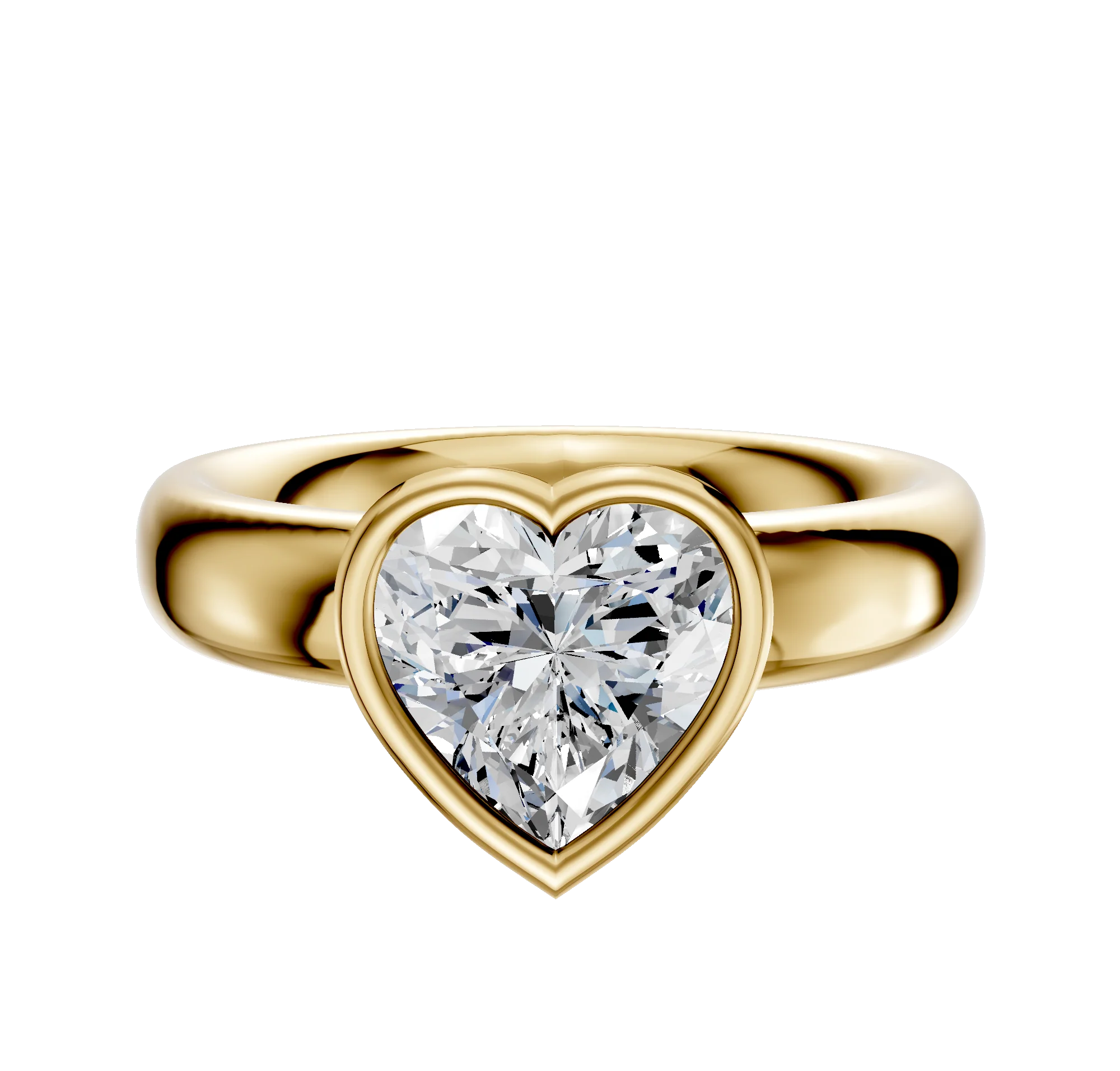 18K Yellow Gold Bezel Full Bezel North/South Classic Dome 4.0mm Engagement Ring