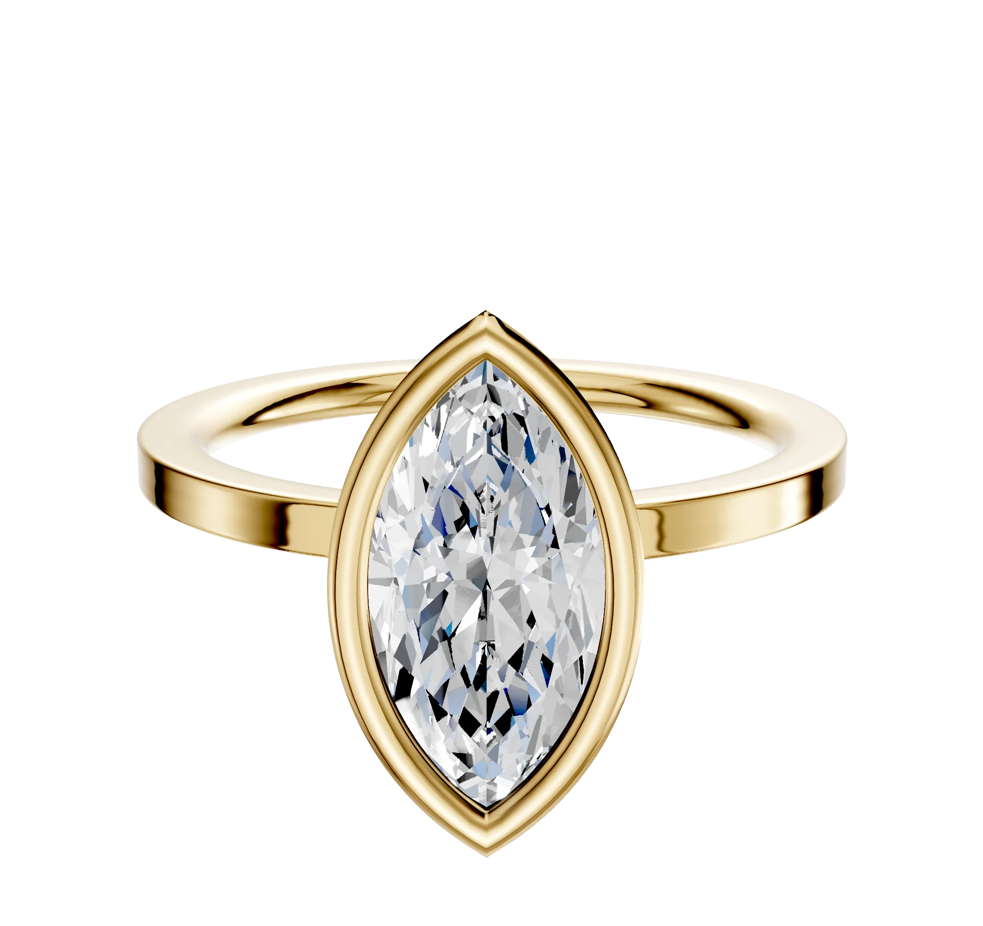 18K Yellow Gold Bezel Full Bezel North/South Classic Flat 1.5mm Engagement Ring
