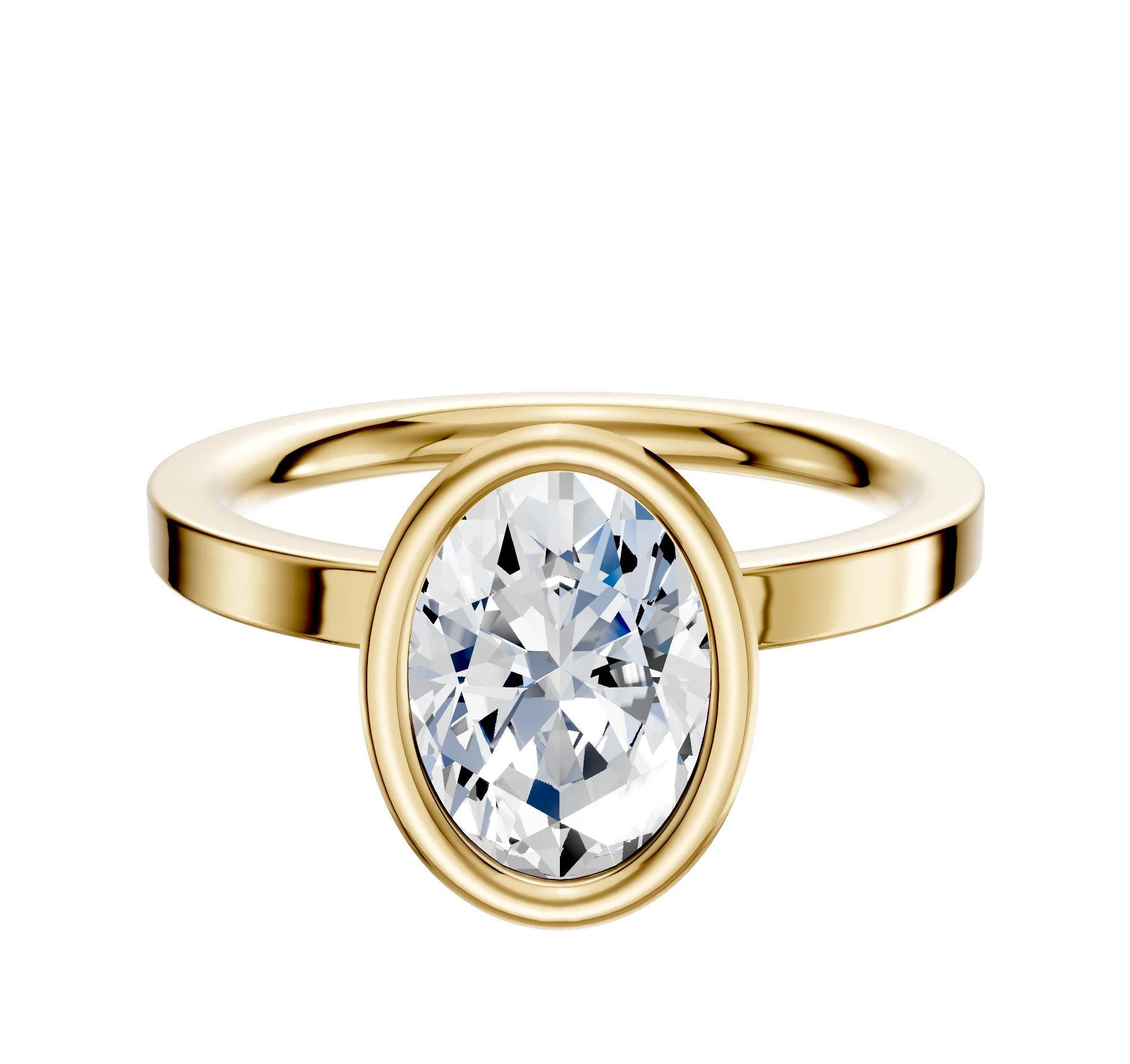 18K Yellow Gold Bezel Full Bezel North/South Classic Flat 2.0mm Engagement Ring
