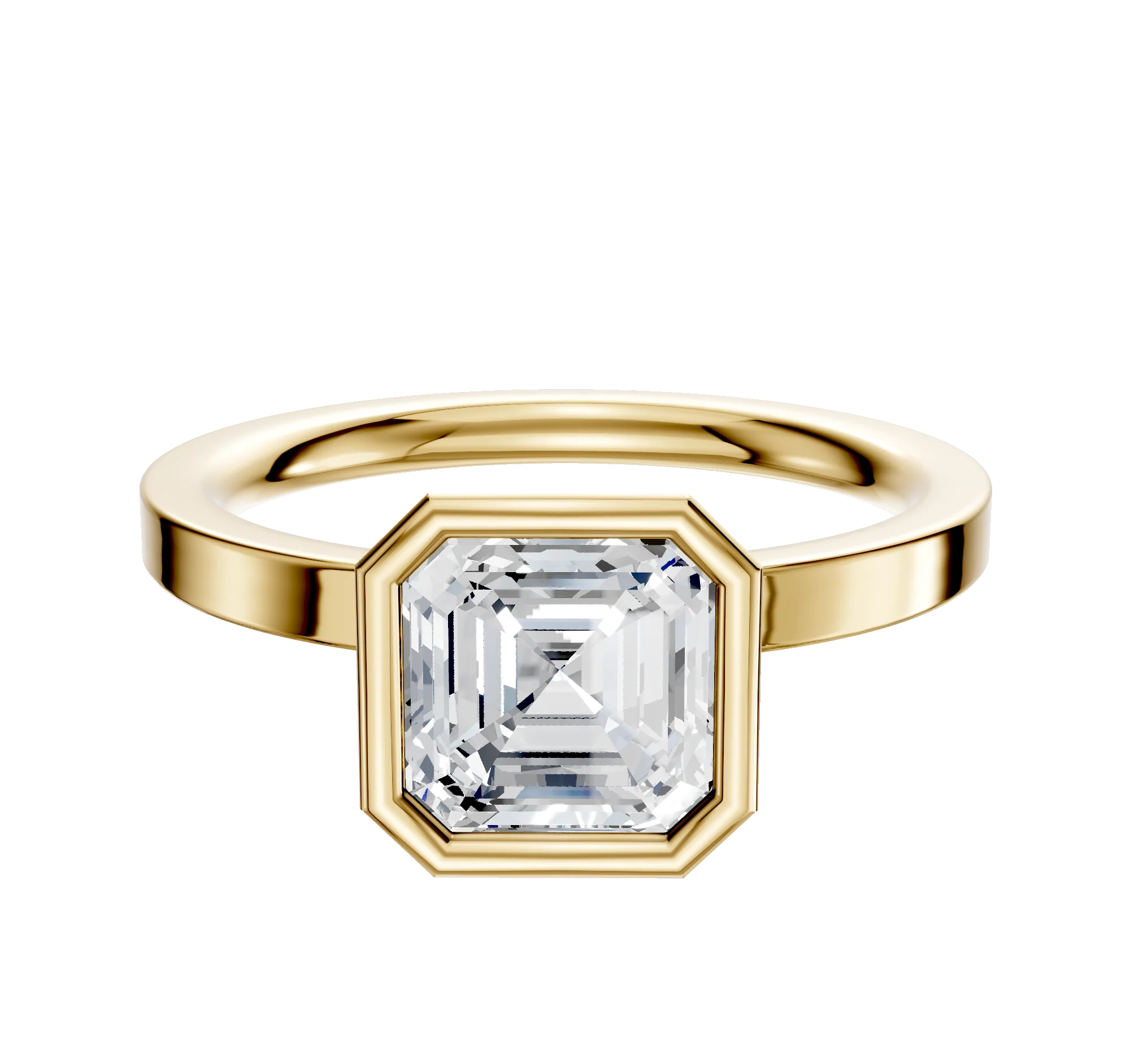18K Yellow Gold Bezel Full Bezel North/South Classic Flat 2.0mm Engagement Ring