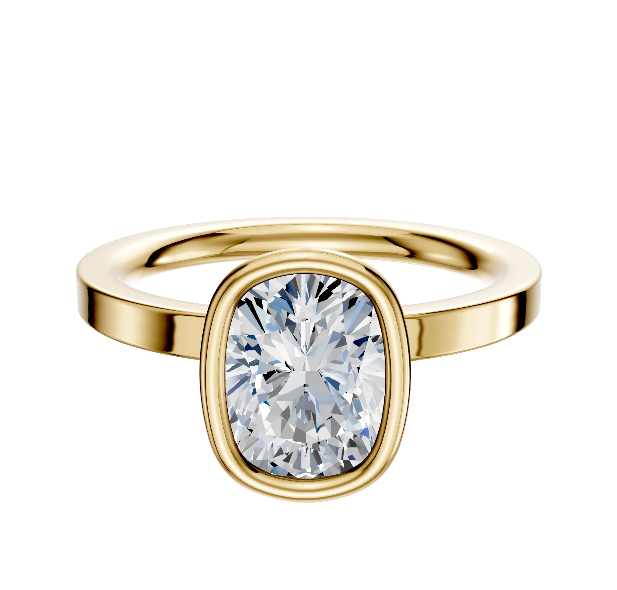 18K Yellow Gold Bezel Full Bezel North/South Classic Flat 2.0mm Engagement Ring