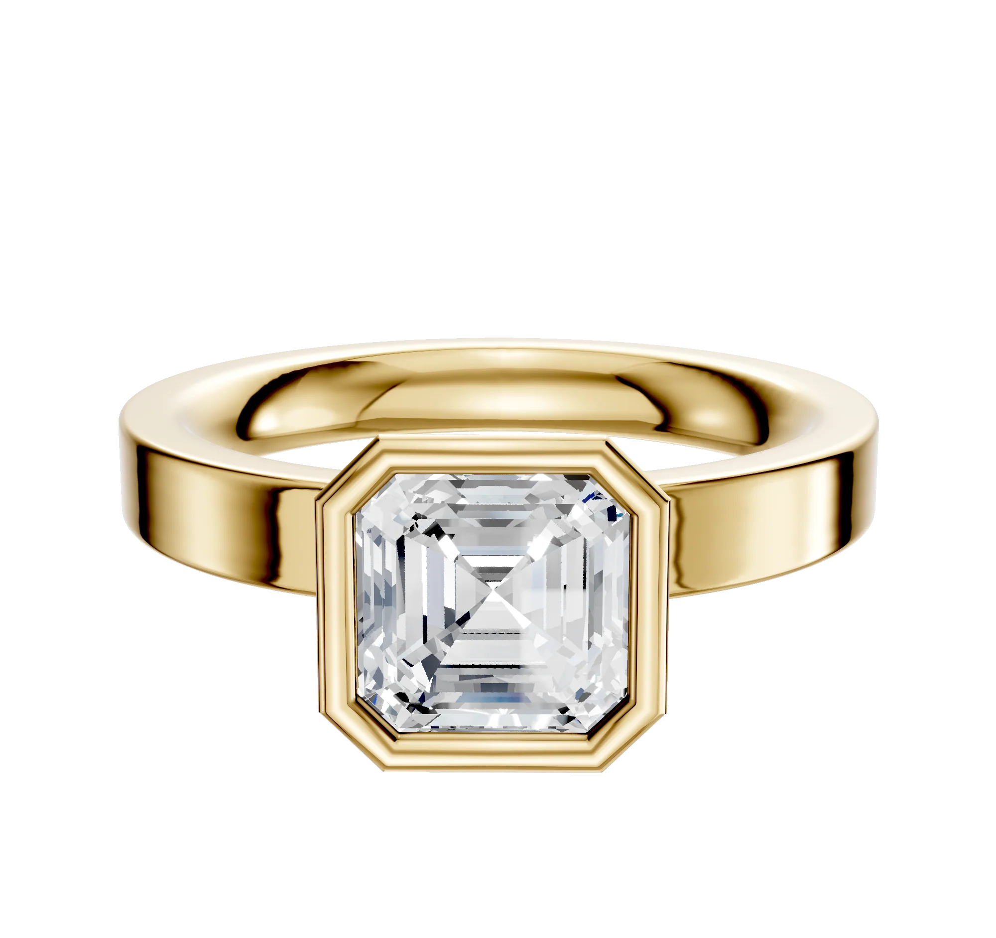 18K Yellow Gold Bezel Full Bezel North/South Classic Flat 3.0mm Engagement Ring