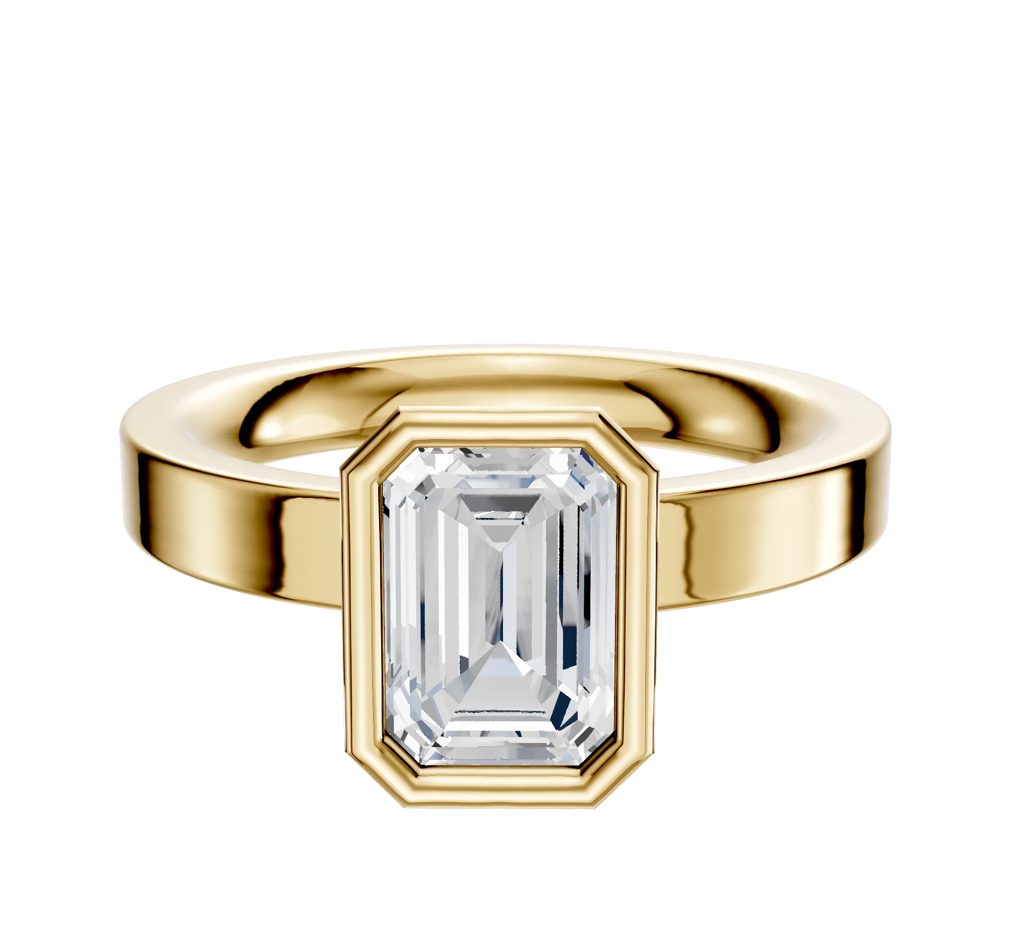 18K Yellow Gold Bezel Full Bezel North/South Classic Flat 3.0mm Engagement Ring