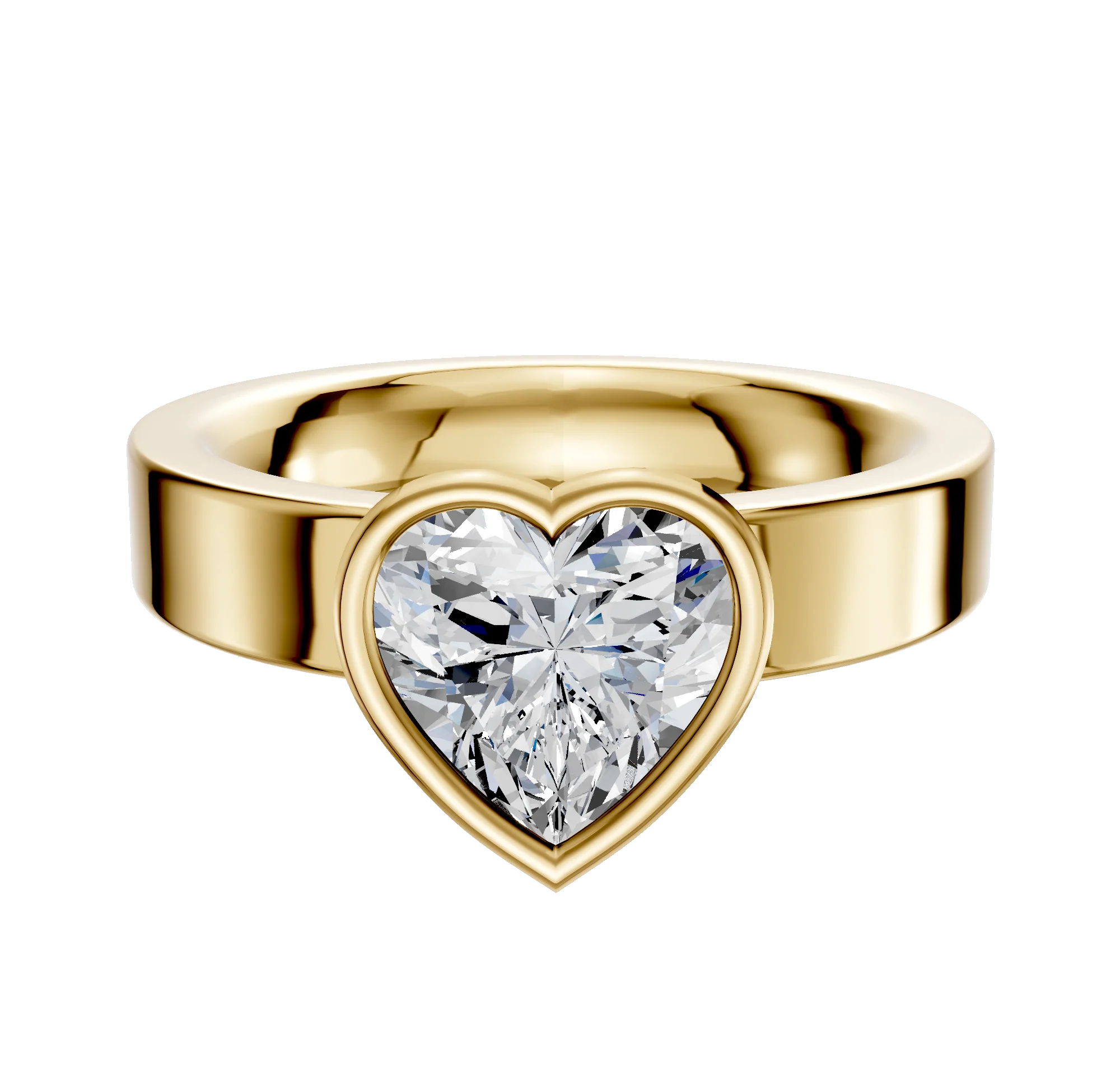 18K Yellow Gold Bezel Full Bezel North/South Classic Flat 4.0mm Engagement Ring