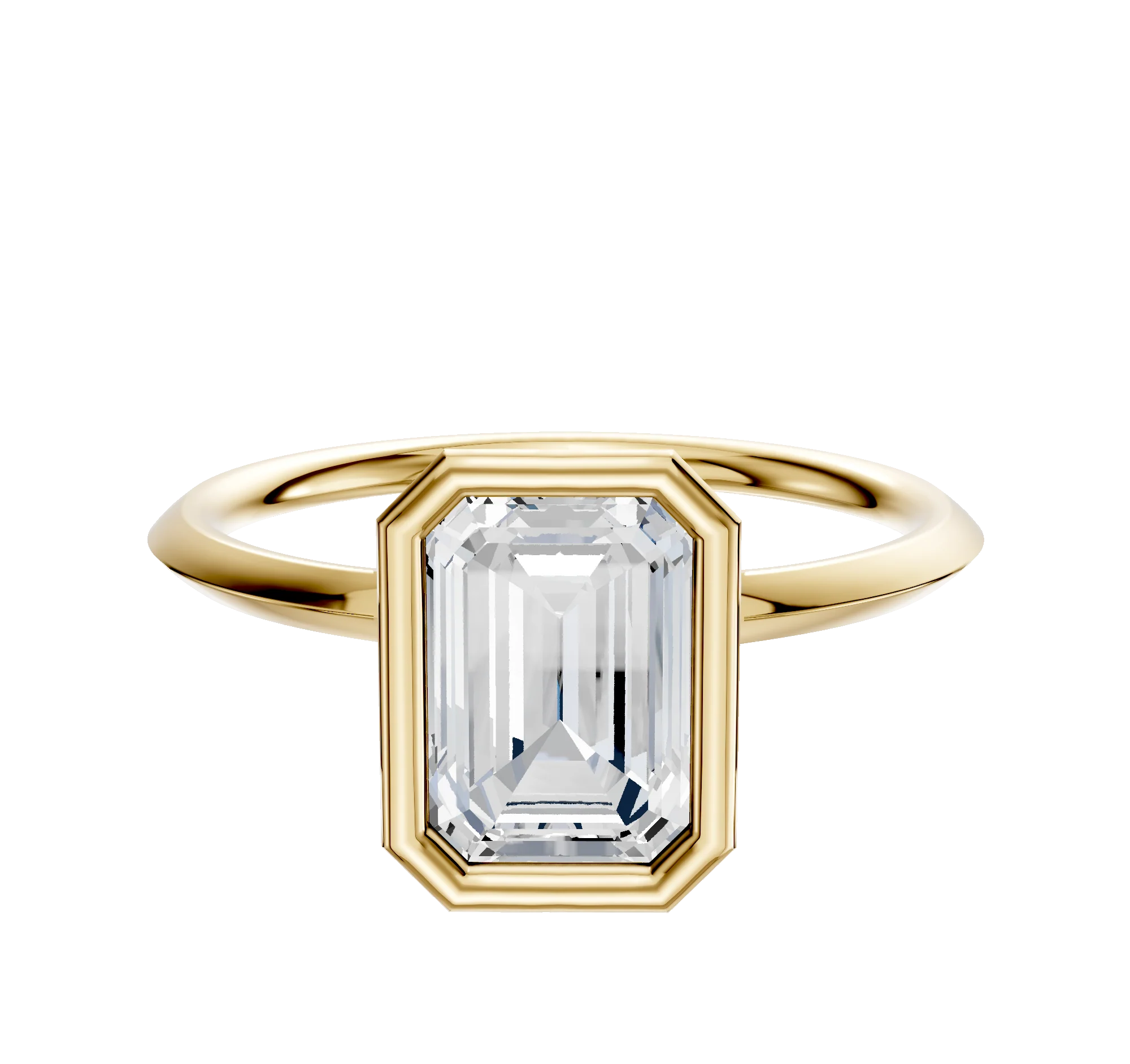 18K Yellow Gold Bezel Full Bezel North/South Classic Knife Edge 1.5mm Engagement Ring