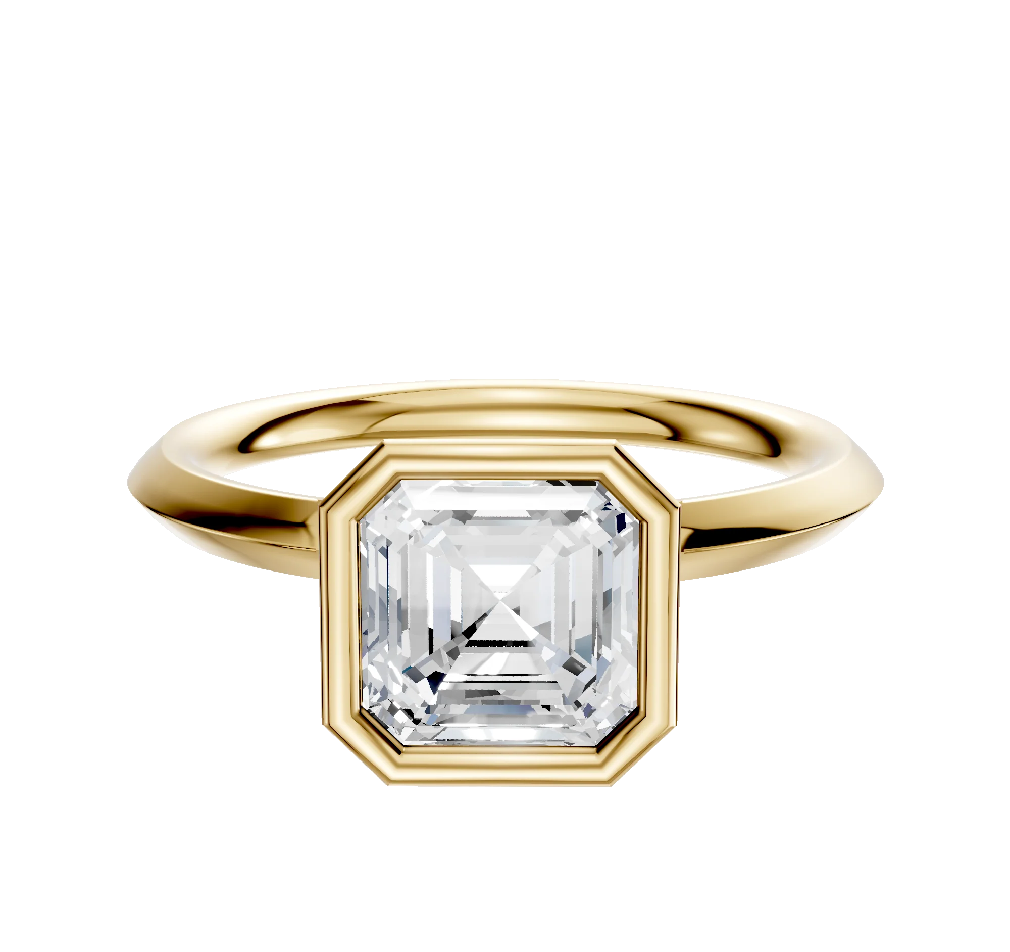 18K Yellow Gold Bezel Full Bezel North/South Classic Knife Edge 2.0mm Engagement Ring