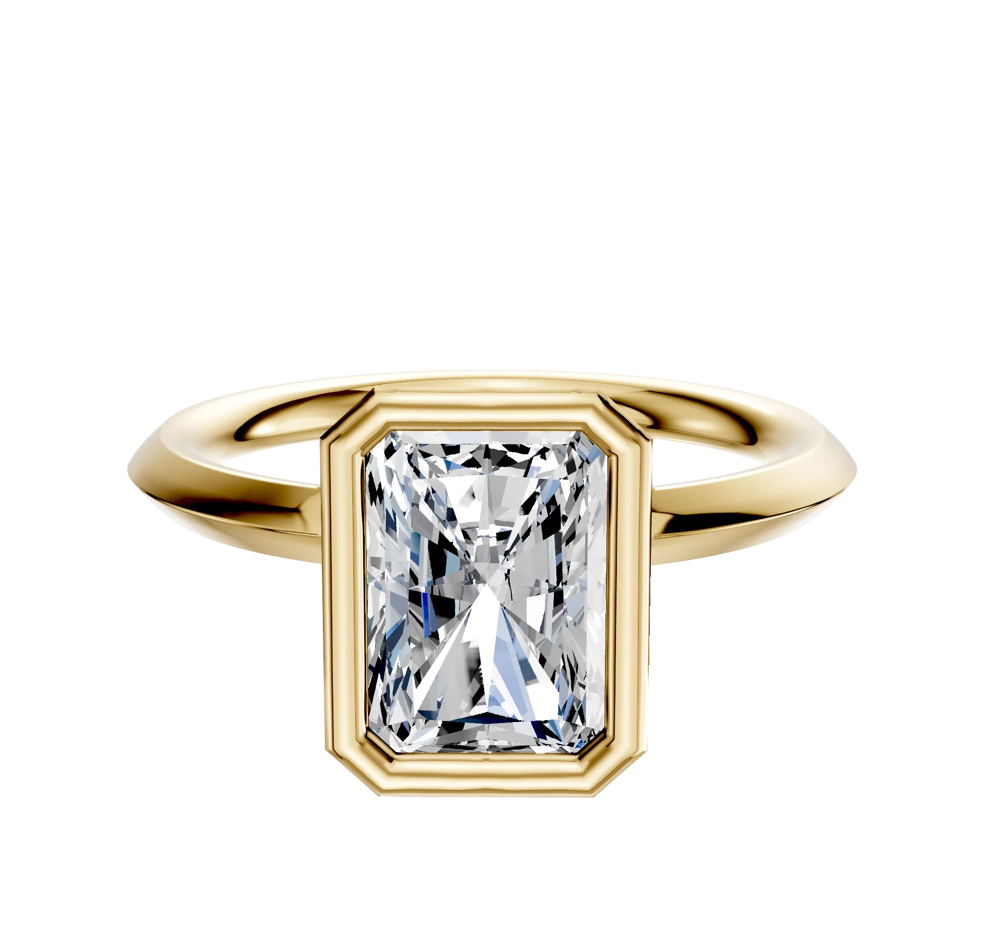 18K Yellow Gold Bezel Full Bezel North/South Classic Knife Edge 2.0mm Engagement Ring