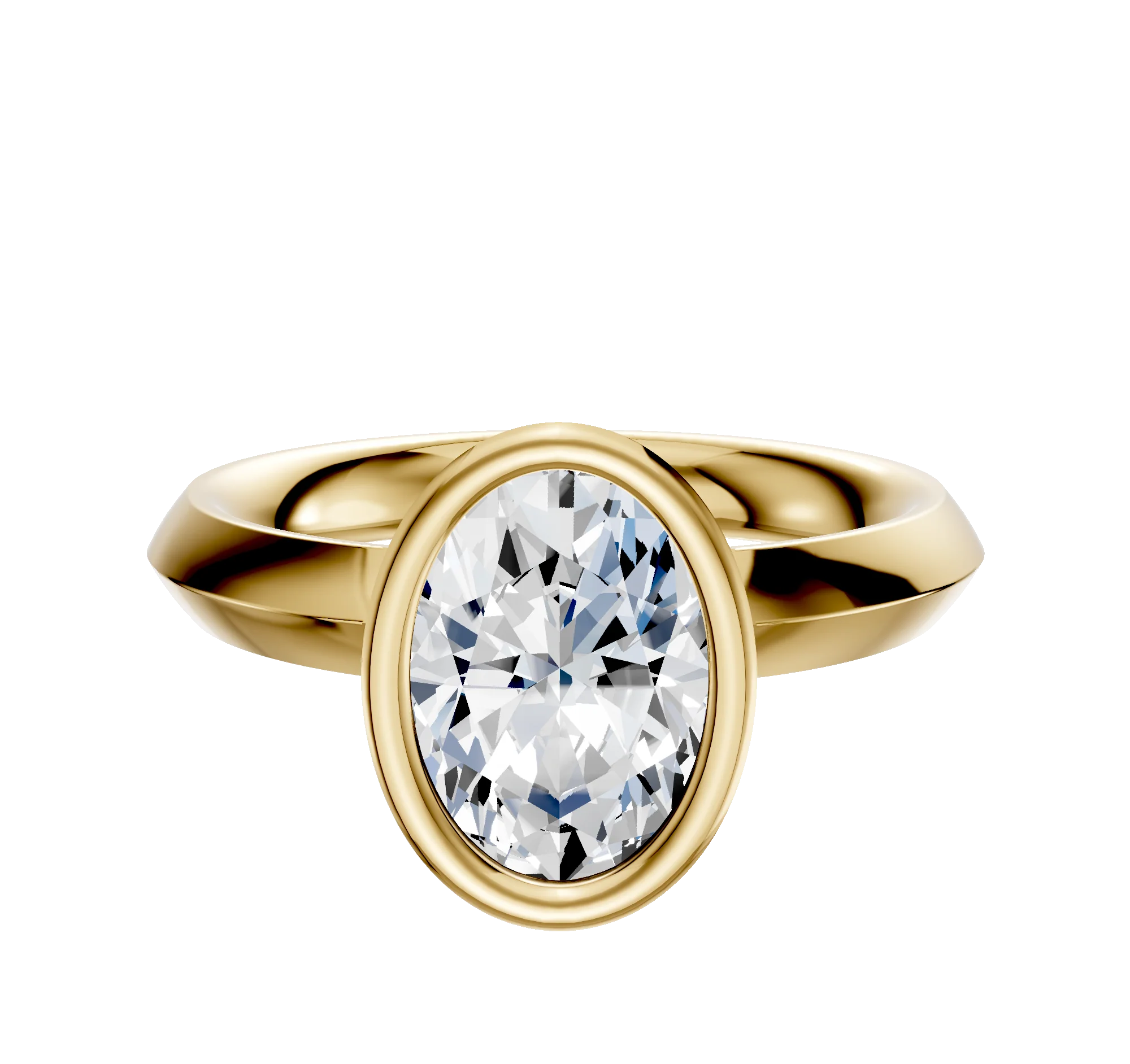 18K Yellow Gold Bezel Full Bezel North/South Classic Knife Edge 3.0mm Engagement Ring
