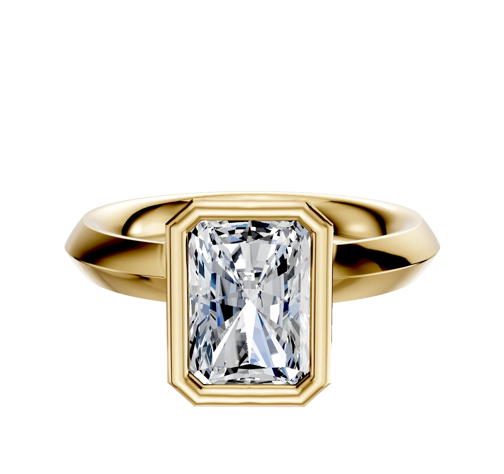 18K Yellow Gold Bezel Full Bezel North/South Classic Knife Edge 3.0mm Engagement Ring