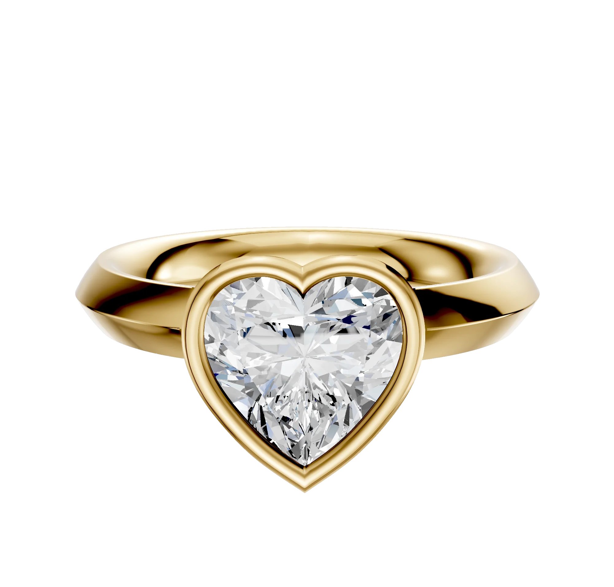 18K Yellow Gold Bezel Full Bezel North/South Classic Knife Edge 3.0mm Engagement Ring