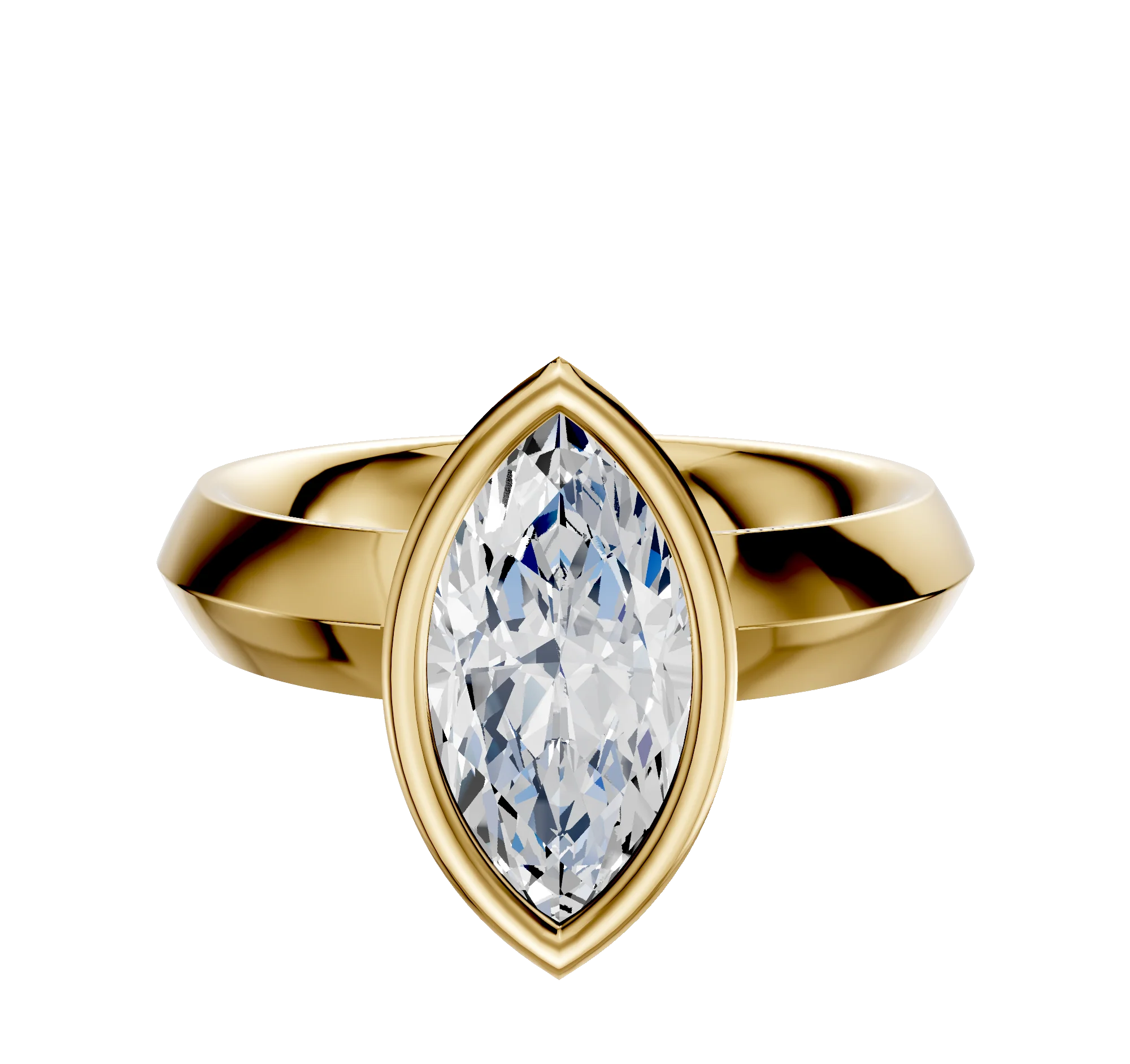 18K Yellow Gold Bezel Full Bezel North/South Classic Knife Edge 4.0mm Engagement Ring