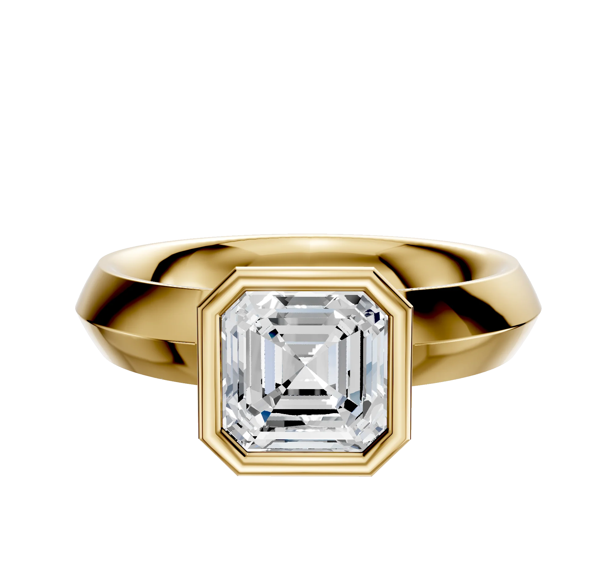 18K Yellow Gold Bezel Full Bezel North/South Classic Knife Edge 4.0mm Engagement Ring
