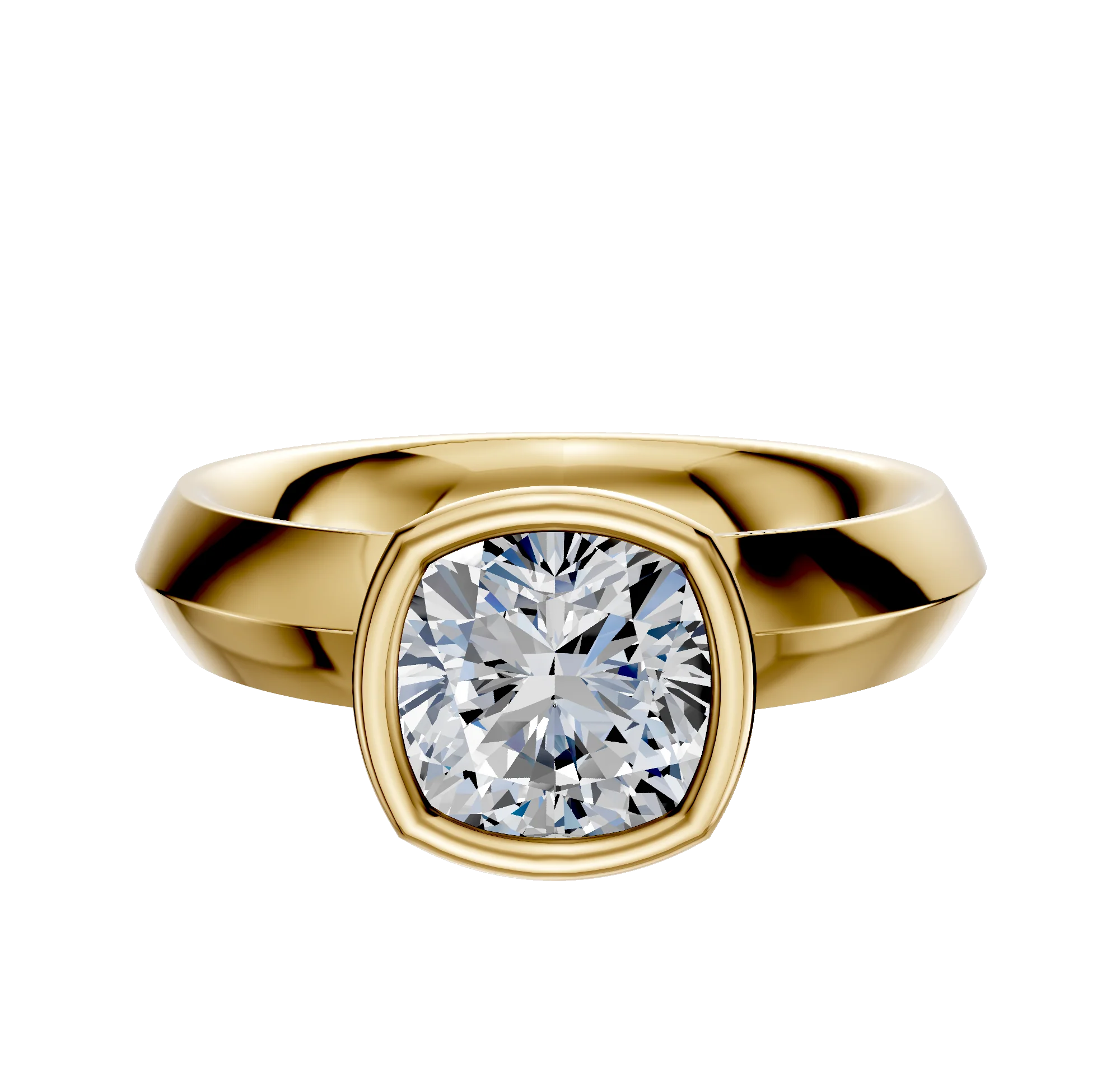 18K Yellow Gold Bezel Full Bezel North/South Classic Knife Edge 4.0mm Engagement Ring