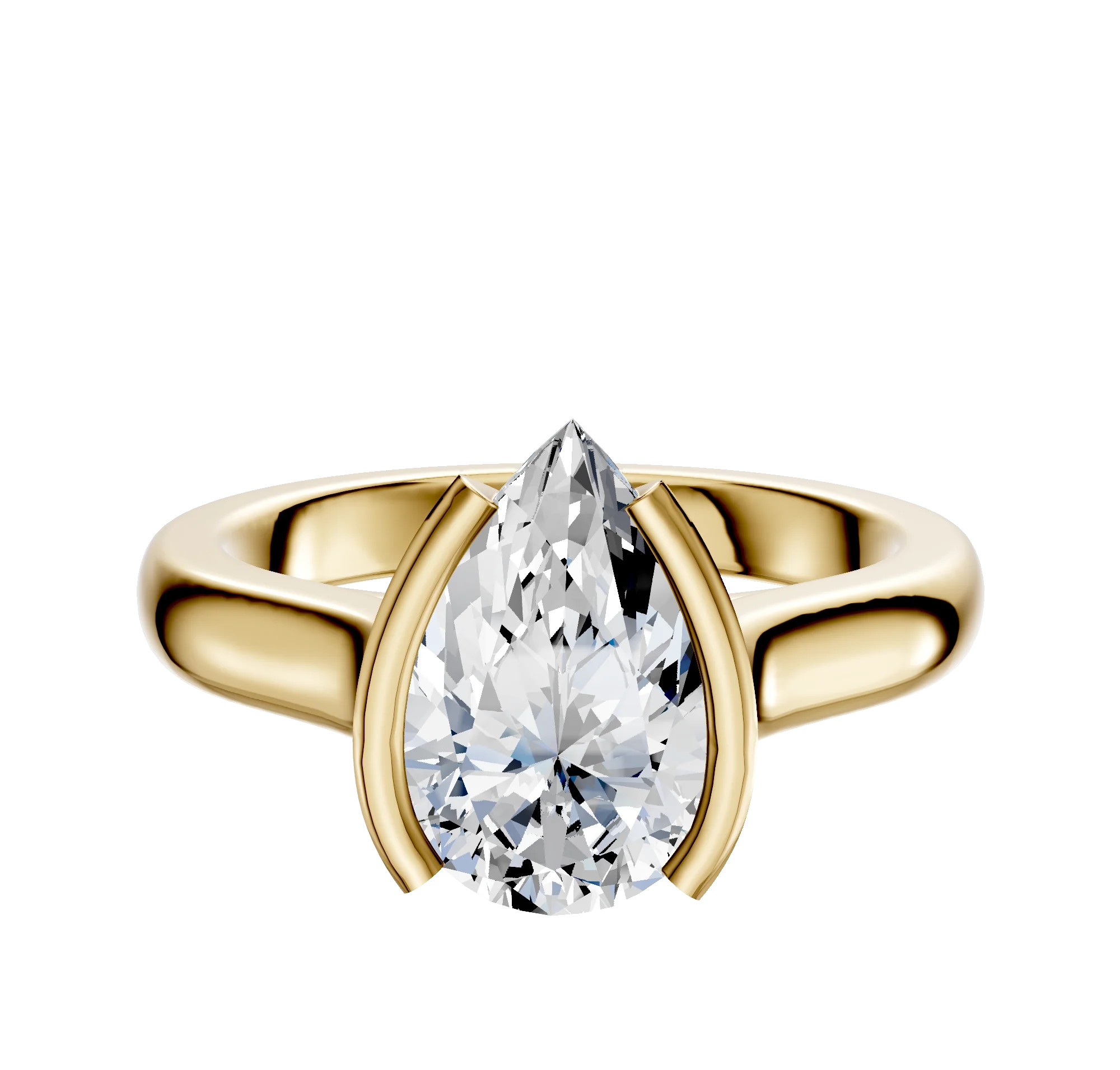 18K Yellow Gold Bezel Half Bezel North/South Cathedral Dome 3.0mm Engagement Ring