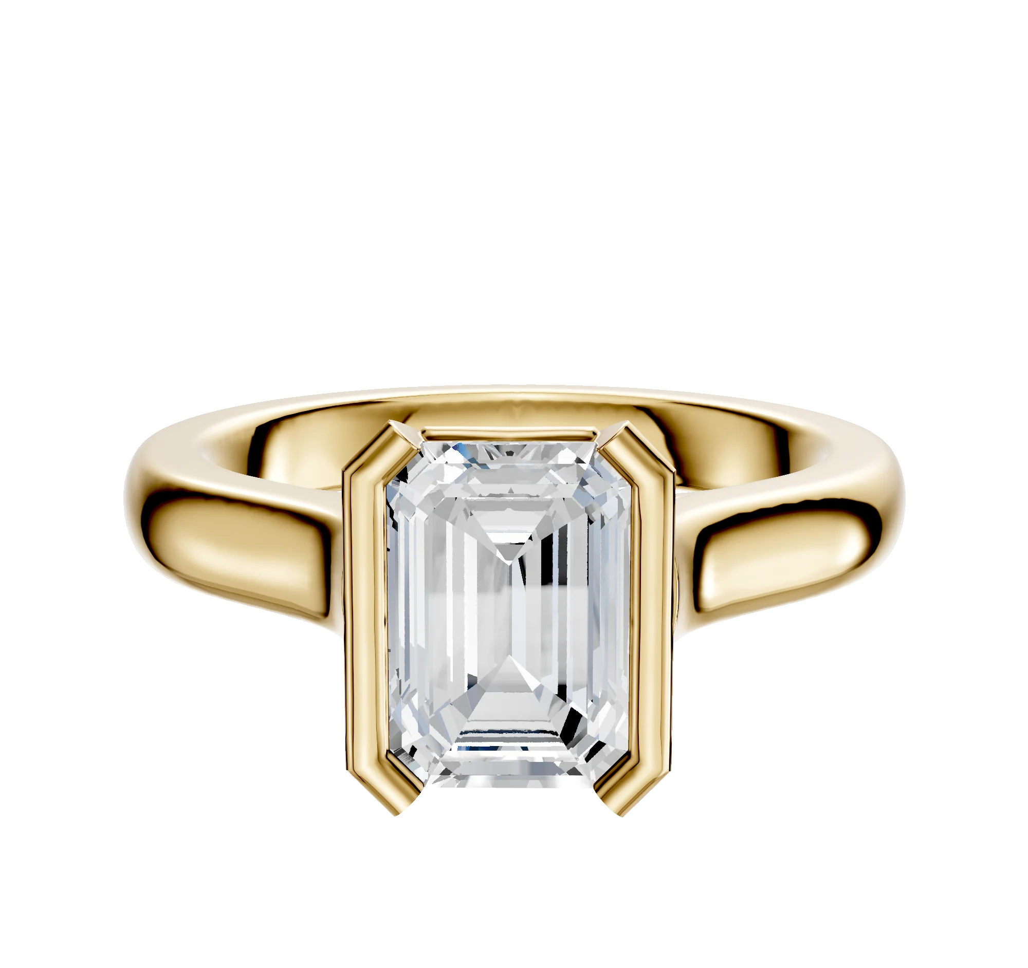 18K Yellow Gold Bezel Half Bezel North/South Cathedral Dome 3.0mm Engagement Ring