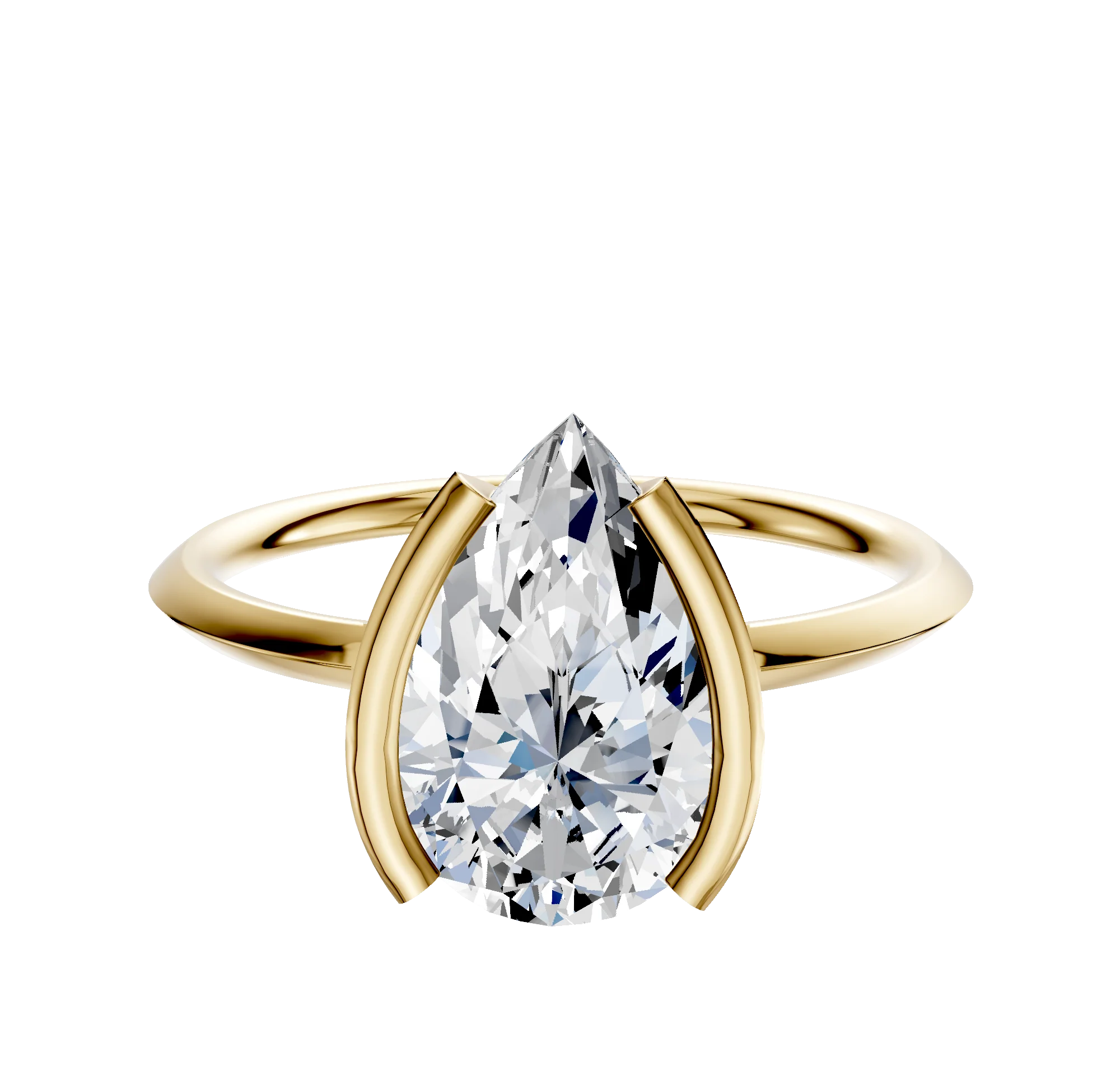 18K Yellow Gold Bezel Half Bezel North/South Classic Knife Edge 1.5mm Engagement Ring