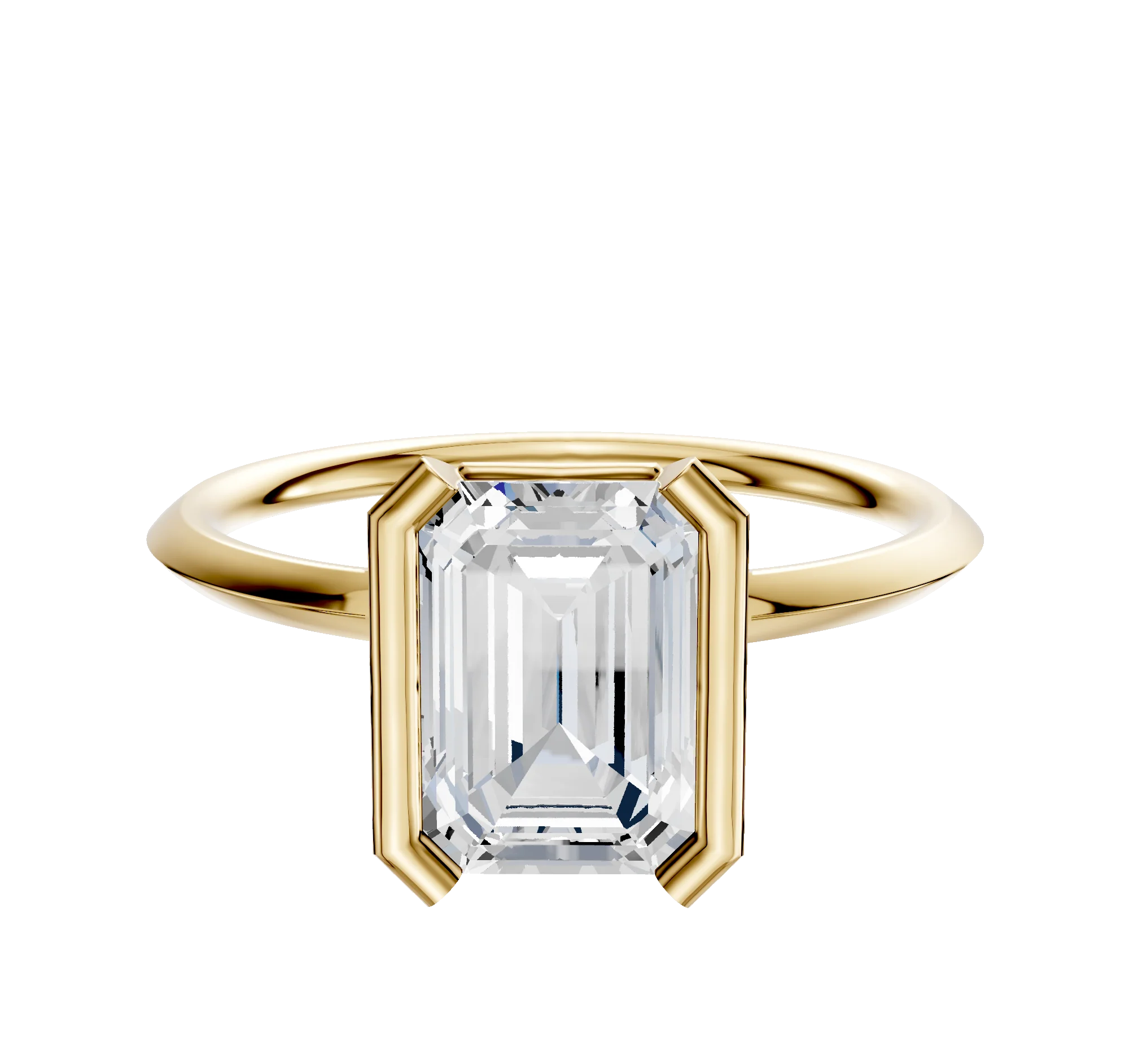 18K Yellow Gold Bezel Half Bezel North/South Classic Knife Edge 1.5mm Engagement Ring