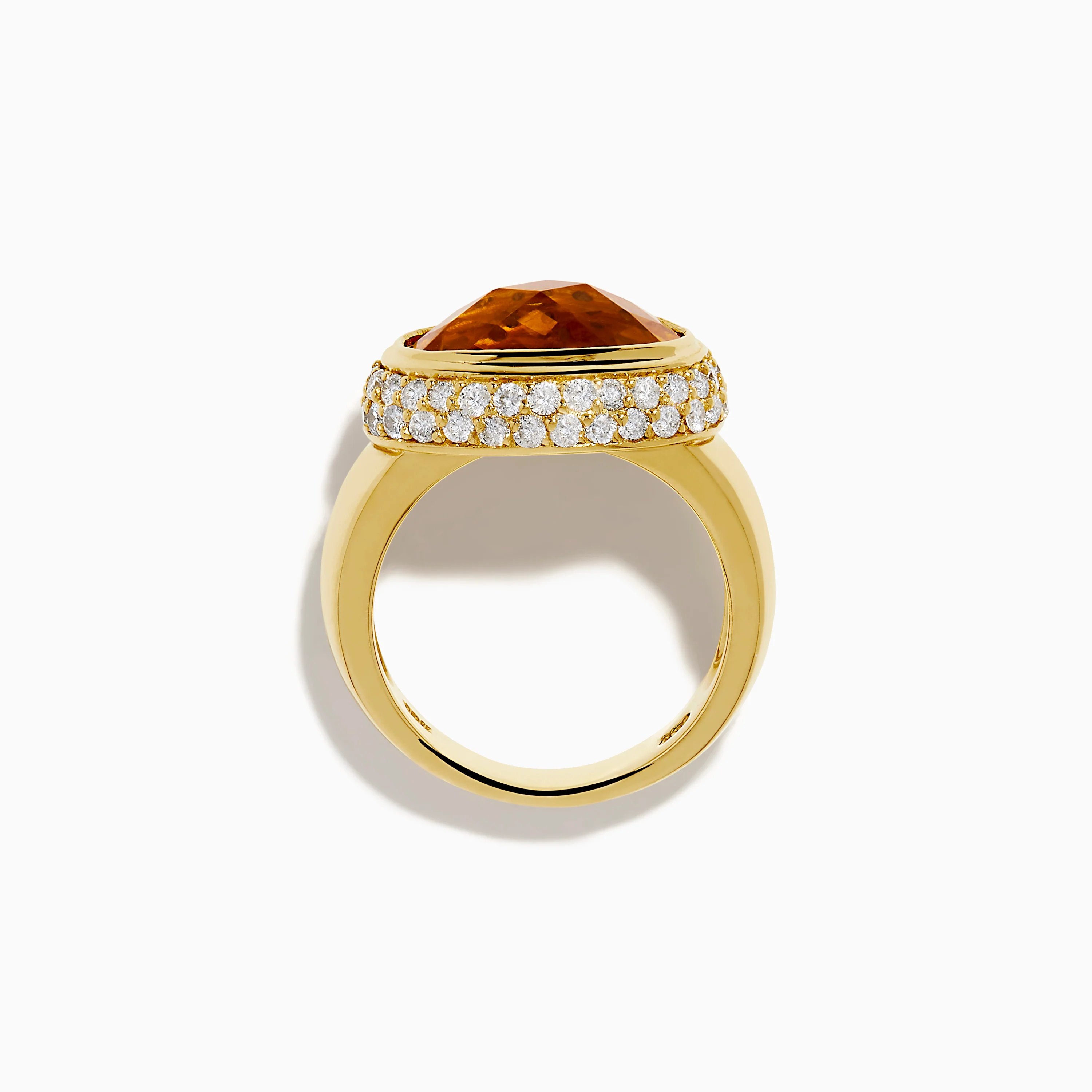 18K Yellow Gold Citrine and Diamond East West Oval Bezel Halo Ring - Image 3