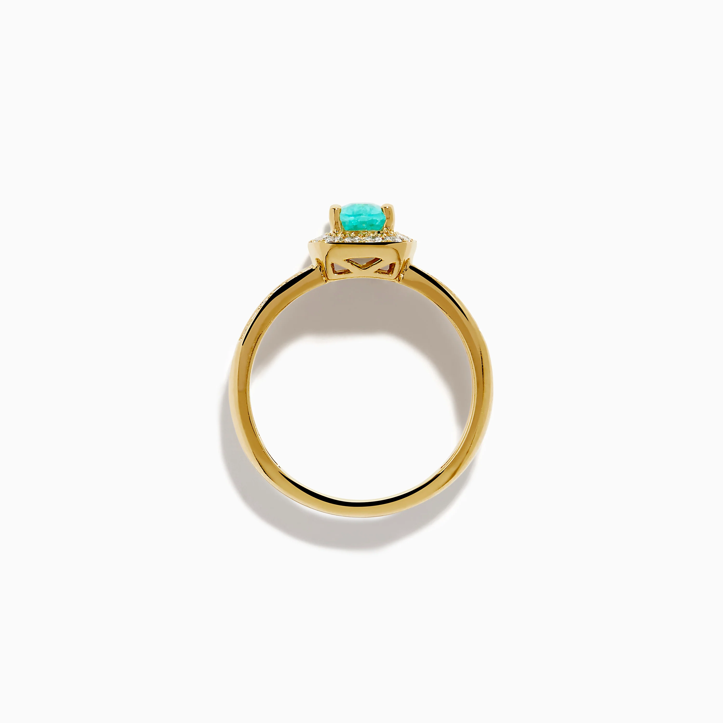 18K Yellow Gold Paraiba and Diamond Halo Ring - Image 3