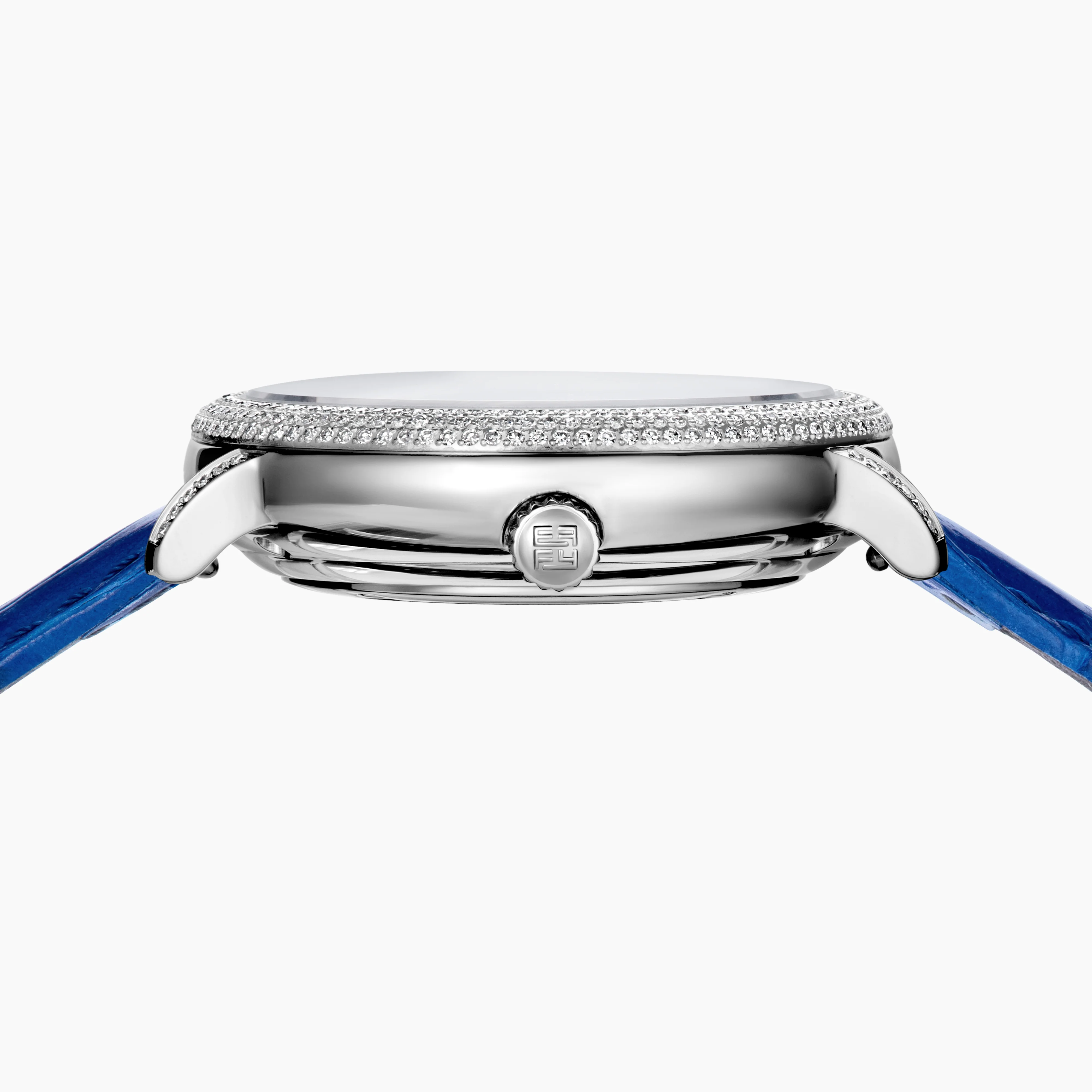 38MM Swiss Made Stainless Steel Spinning Starfish Watch with Diamonds and Blue Topaz - Image 4