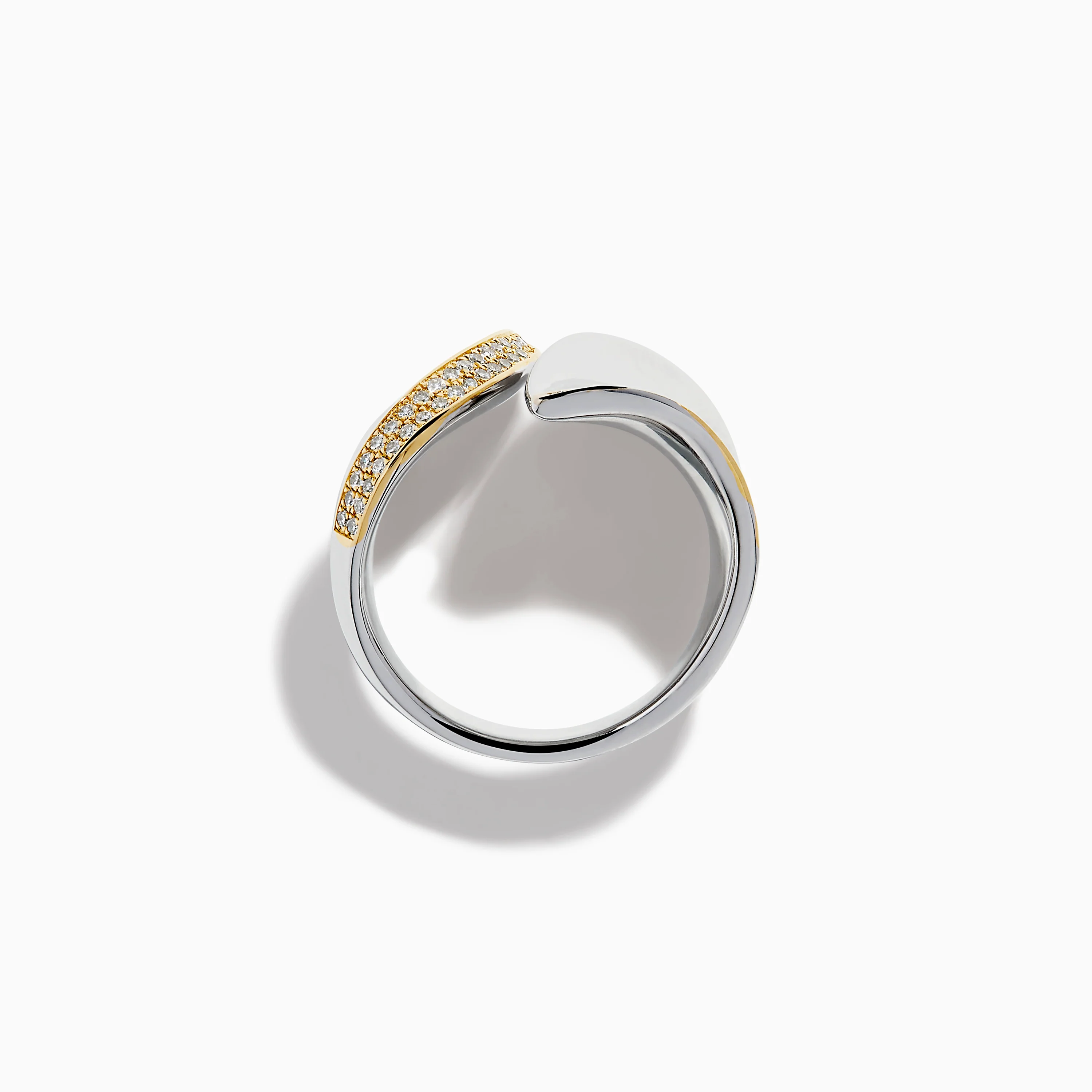 925 Sterling Silver & 14K Yellow Gold Plating Modern Sculptural Diamond Ring - Image 3