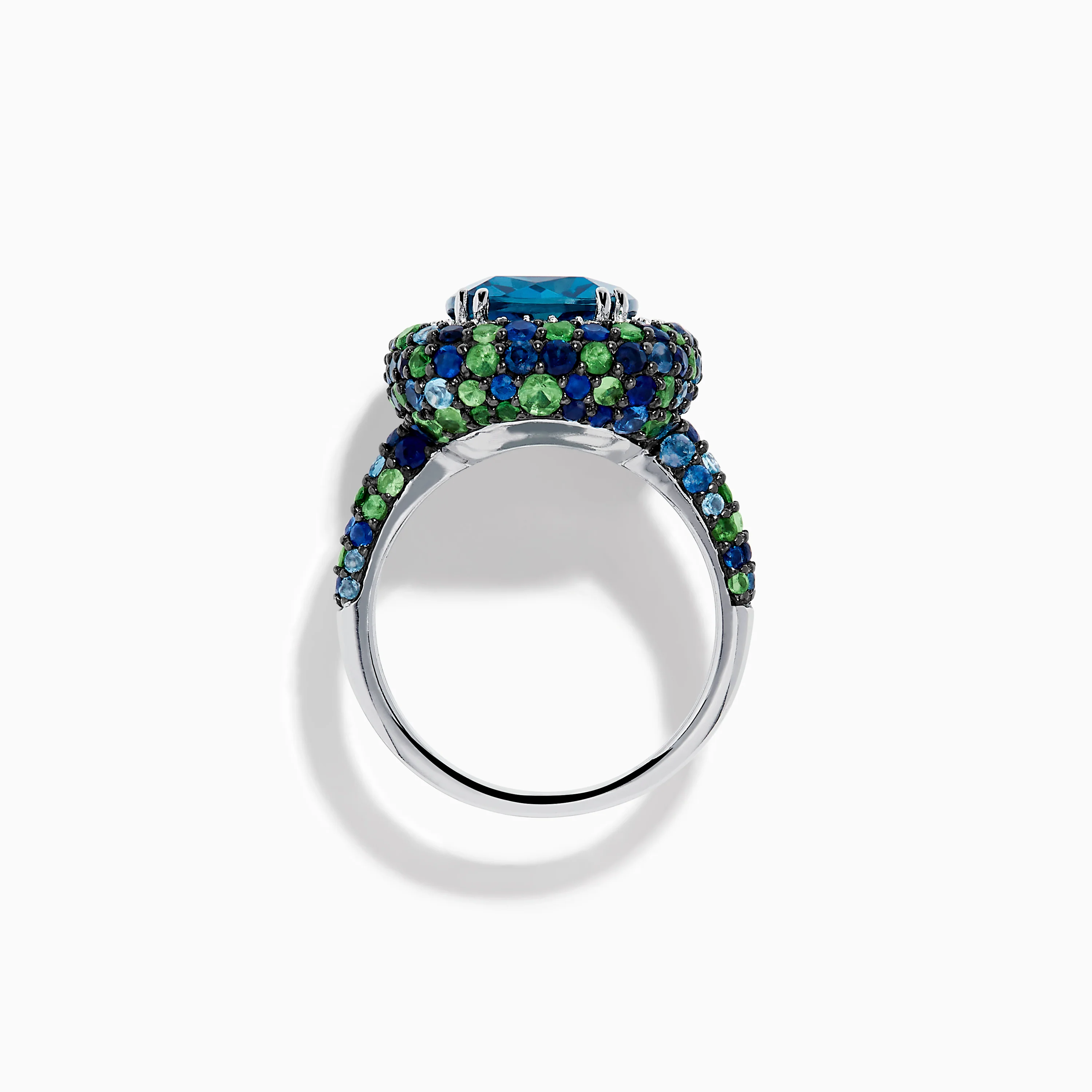 925 Sterling Silver Blue Topaz Cushion Multi Gemstone Halo Ring - Image 4