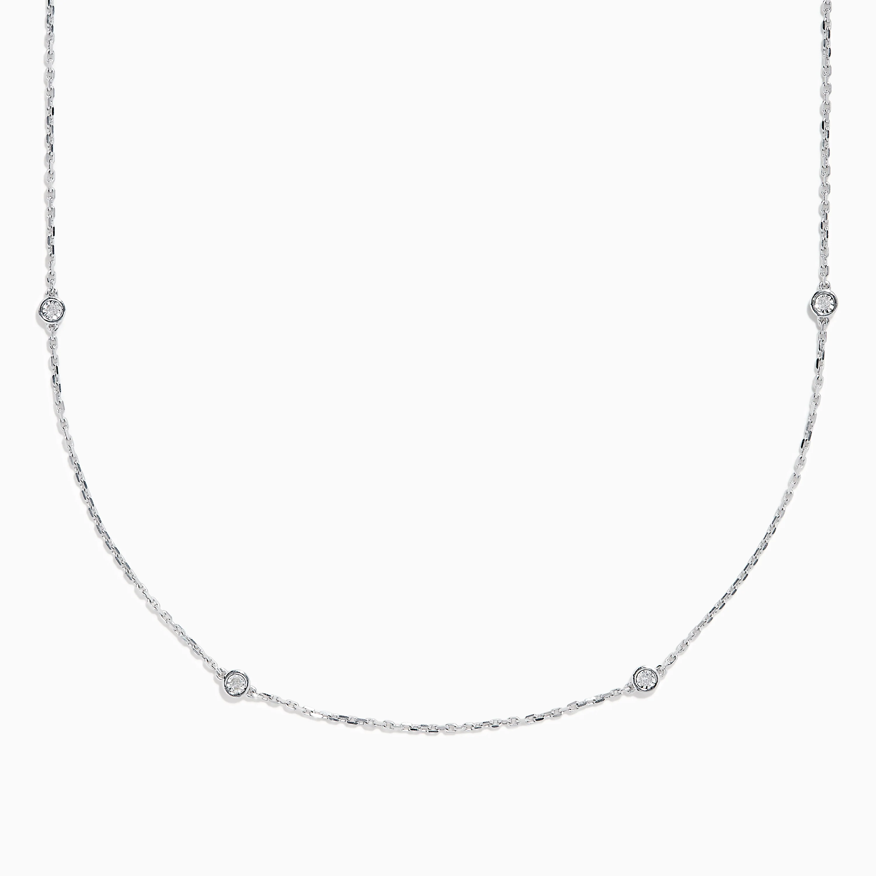 925 Sterling Silver Diamond 36 Inch Station Necklace