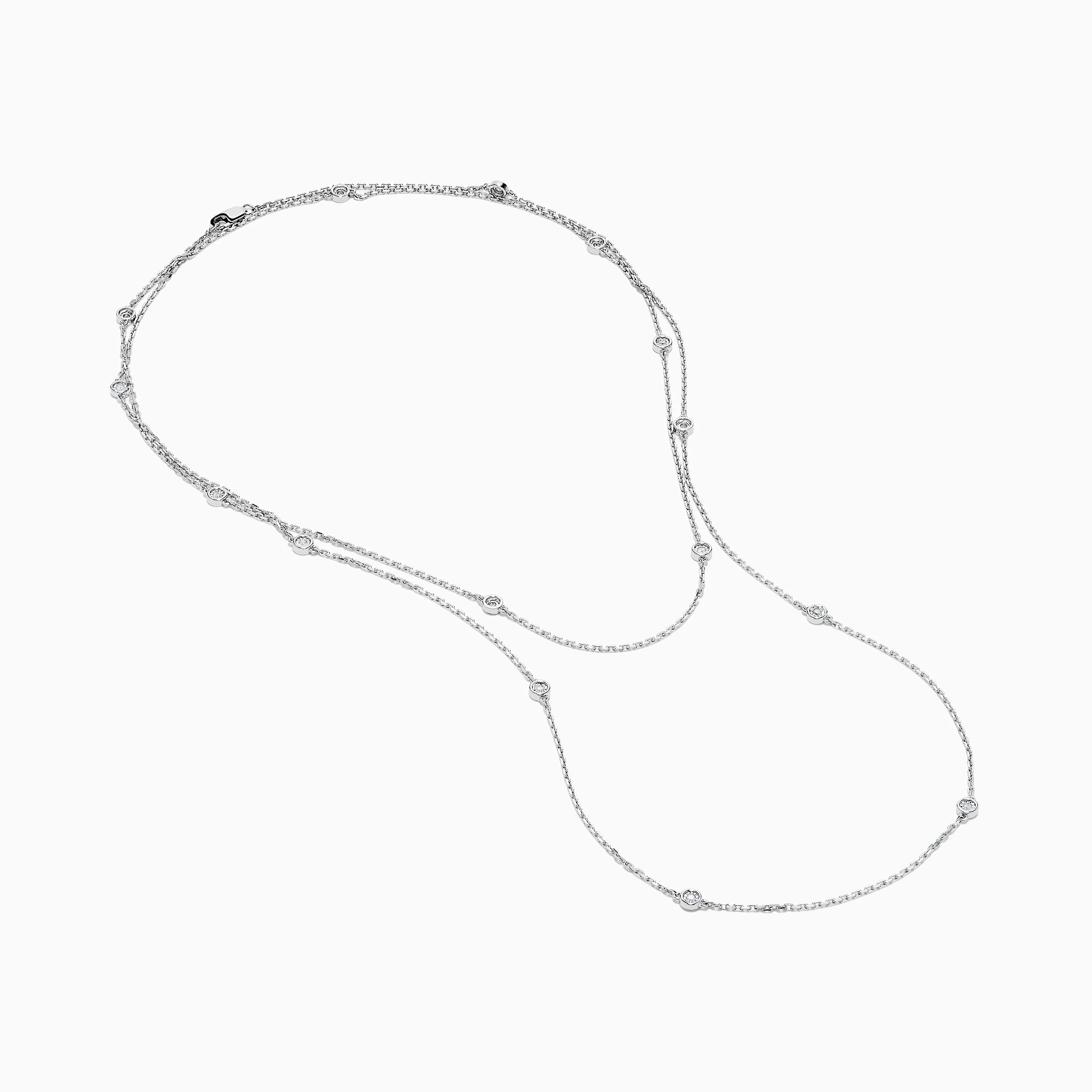 925 Sterling Silver Diamond 36 Inch Station Necklace - Image 2