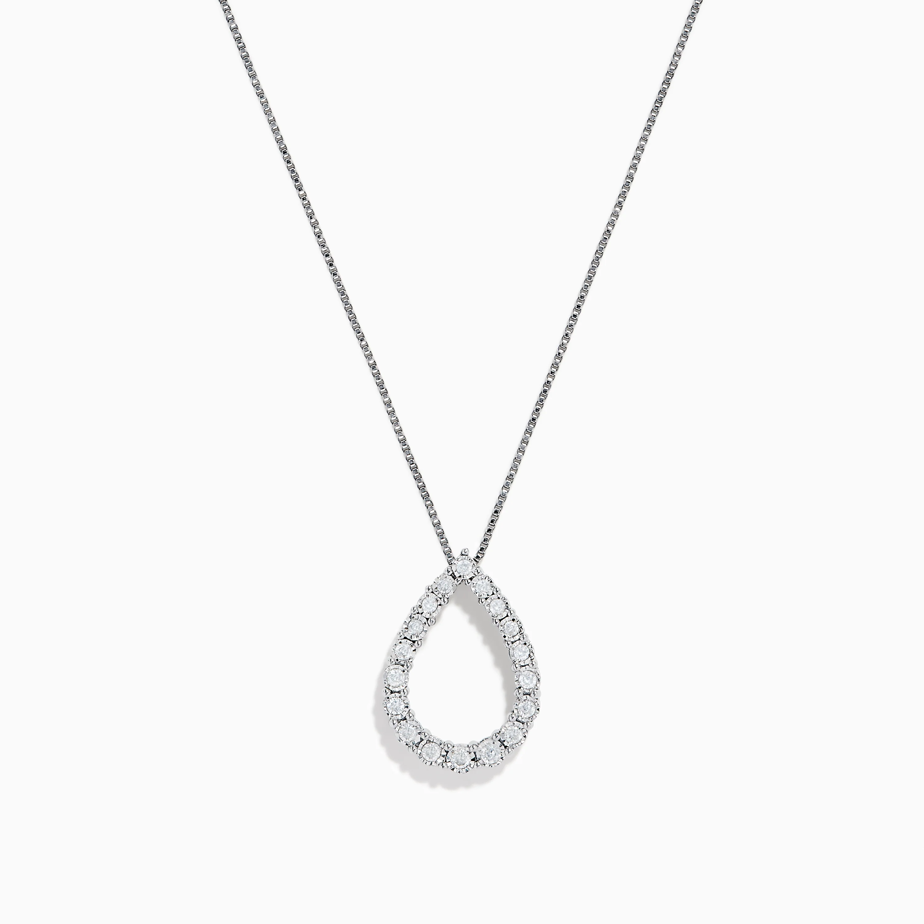 925 Sterling Silver Diamond Halo Pear Pendant