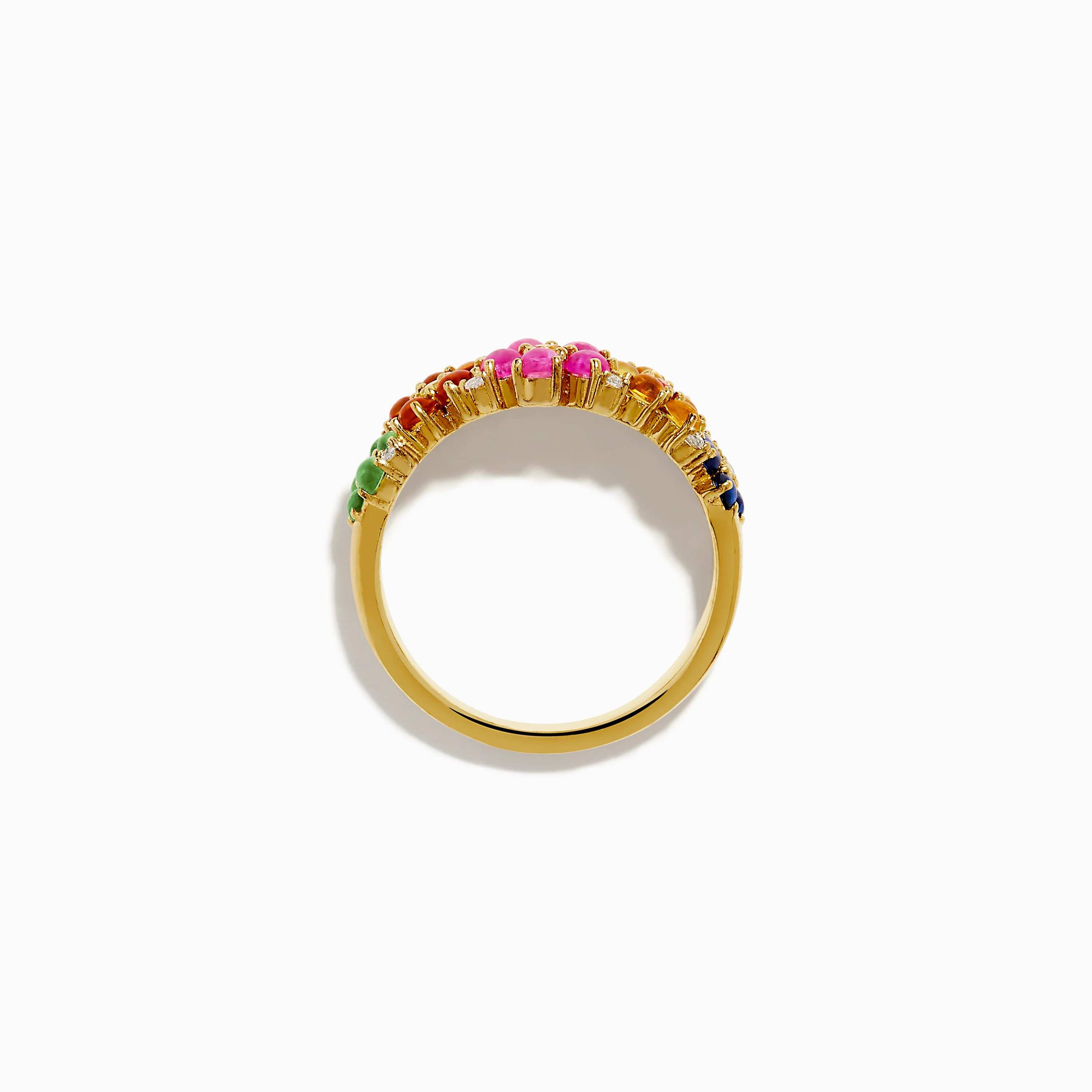 925 Sterling Silver with 14K Yellow Gold Plating Multi Sapphire Floral Band - Image 3