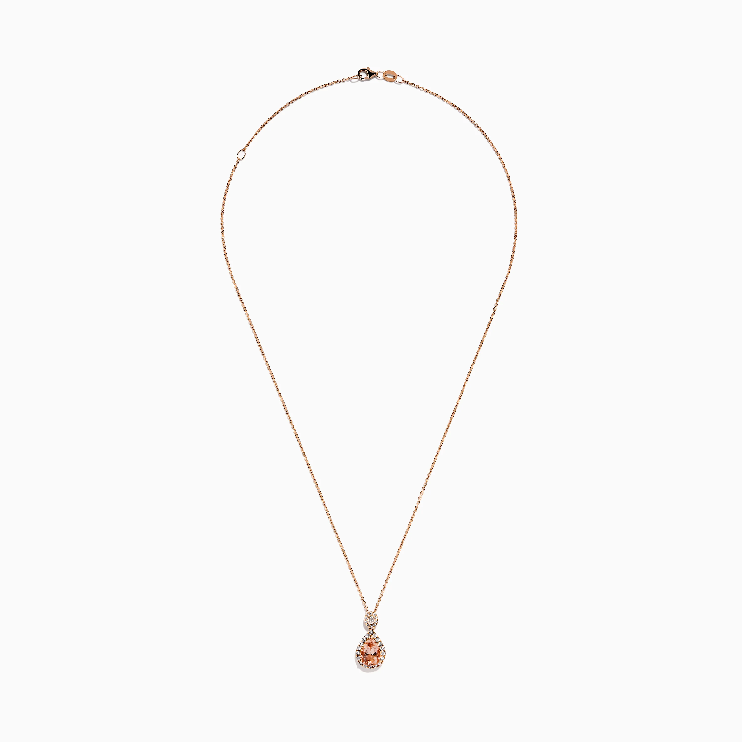 Blush 14K Rose Gold Morganite and Diamond Teardrop Pendant - Image 3