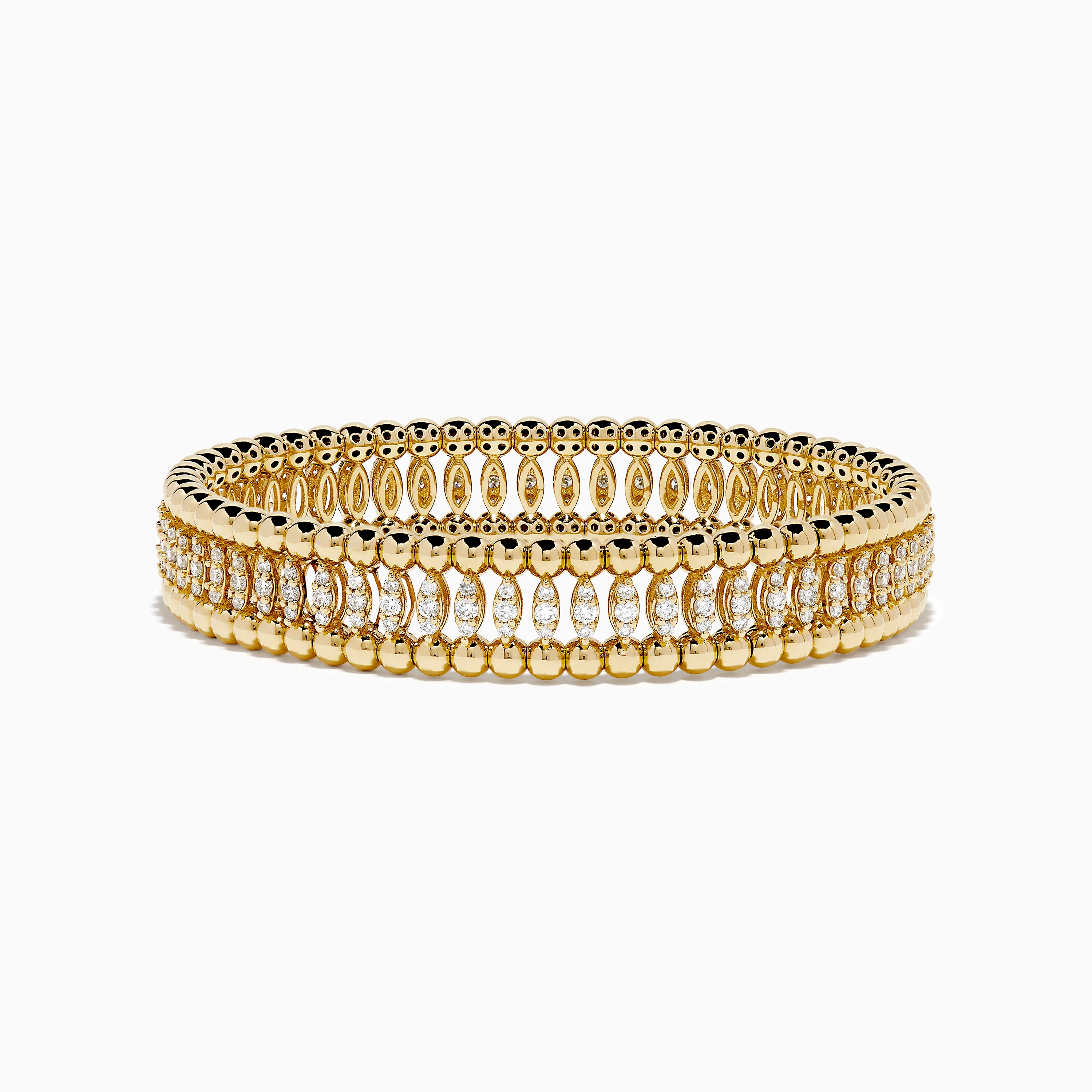 D'Oro 14K Yellow Gold Diamond Stretch Bracelet